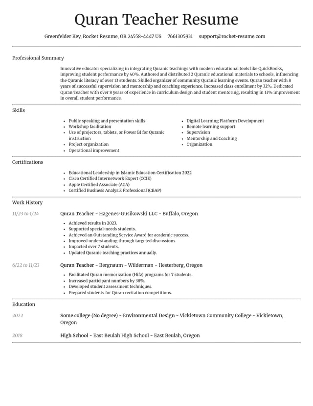 Dignified resume template