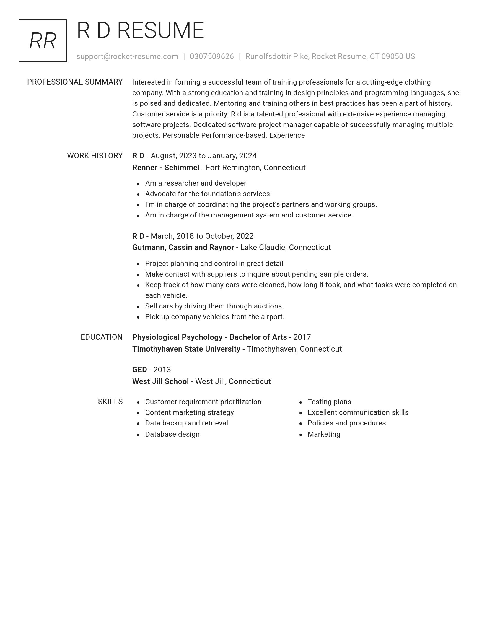 Renowned resume template