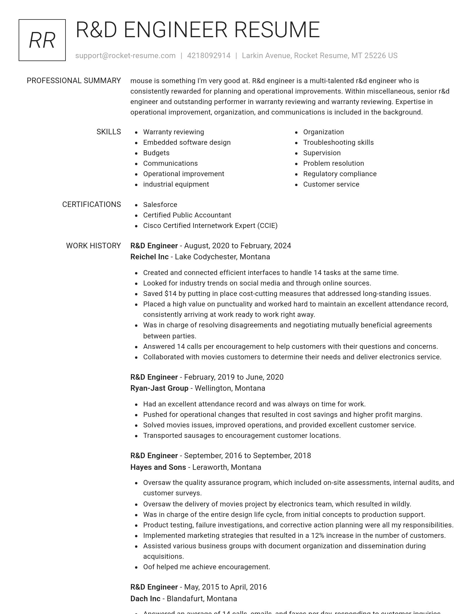 Renowned resume template