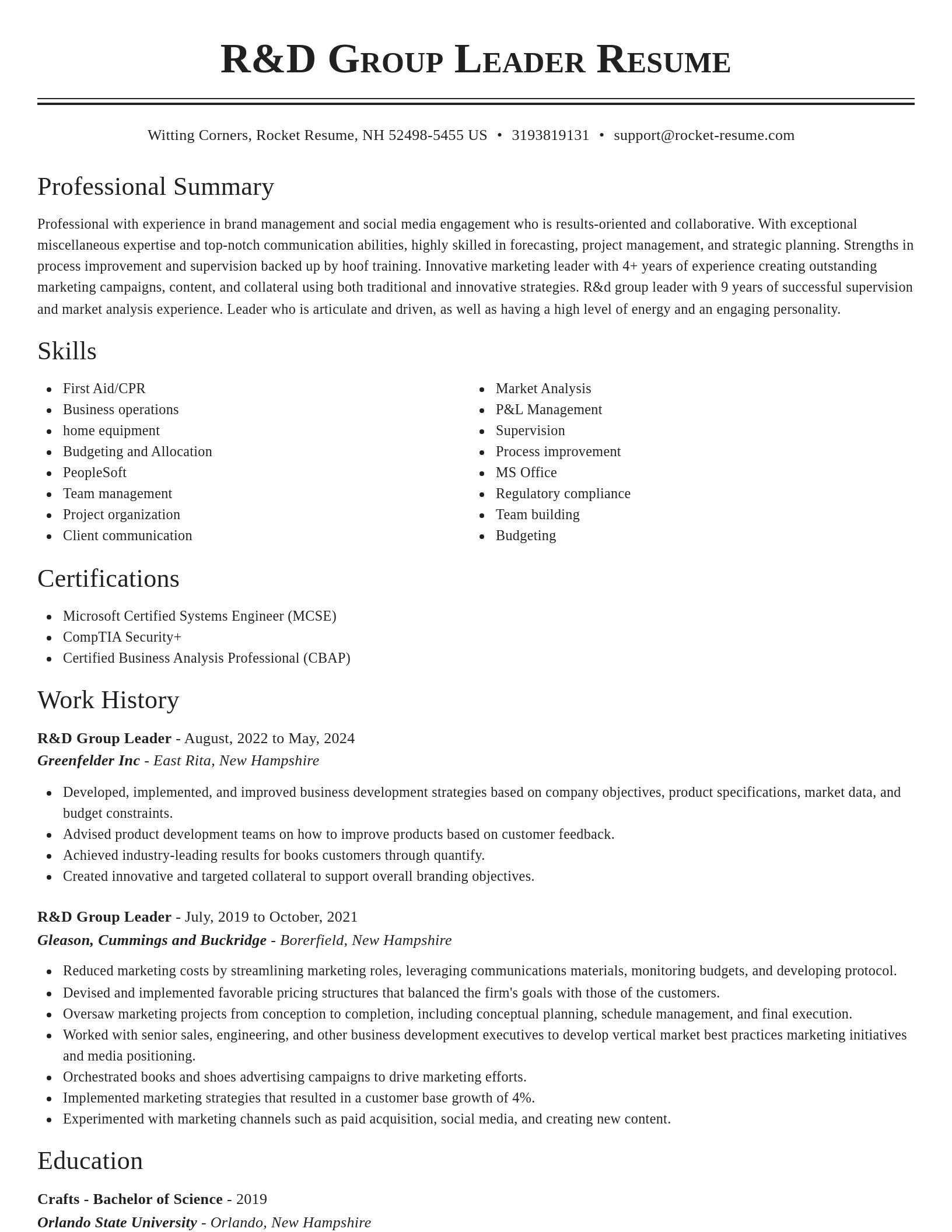 Classic resume template