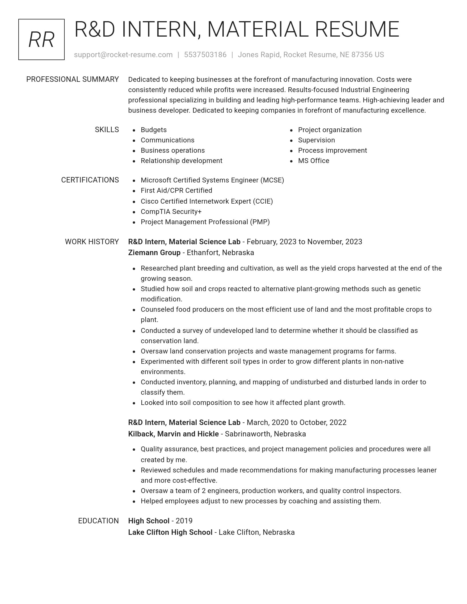 Renowned resume template