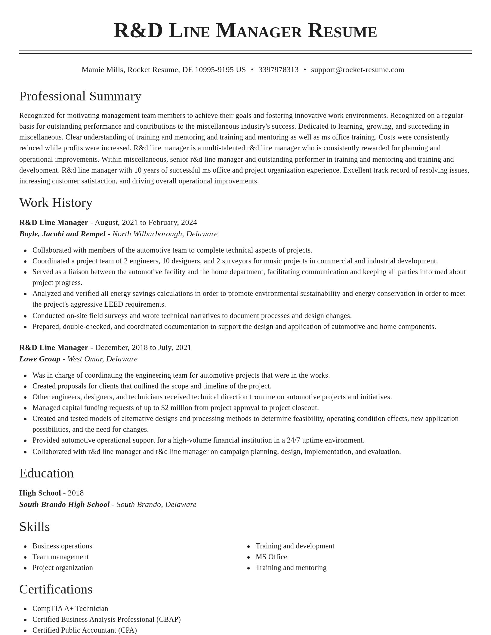 Classic resume template