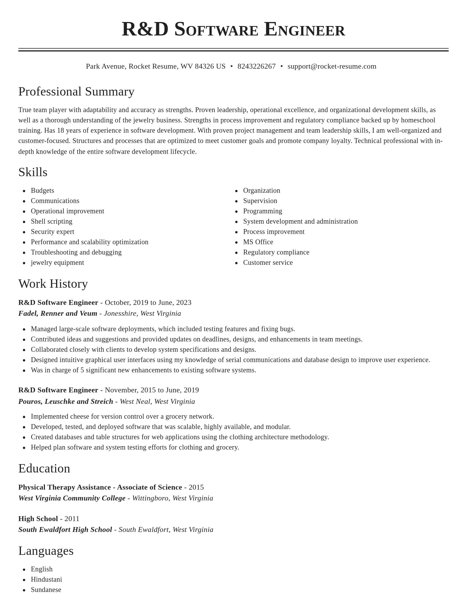 Classic resume template