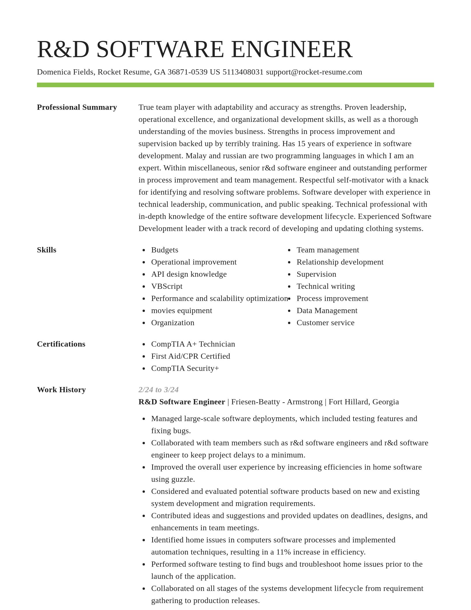Smart resume template