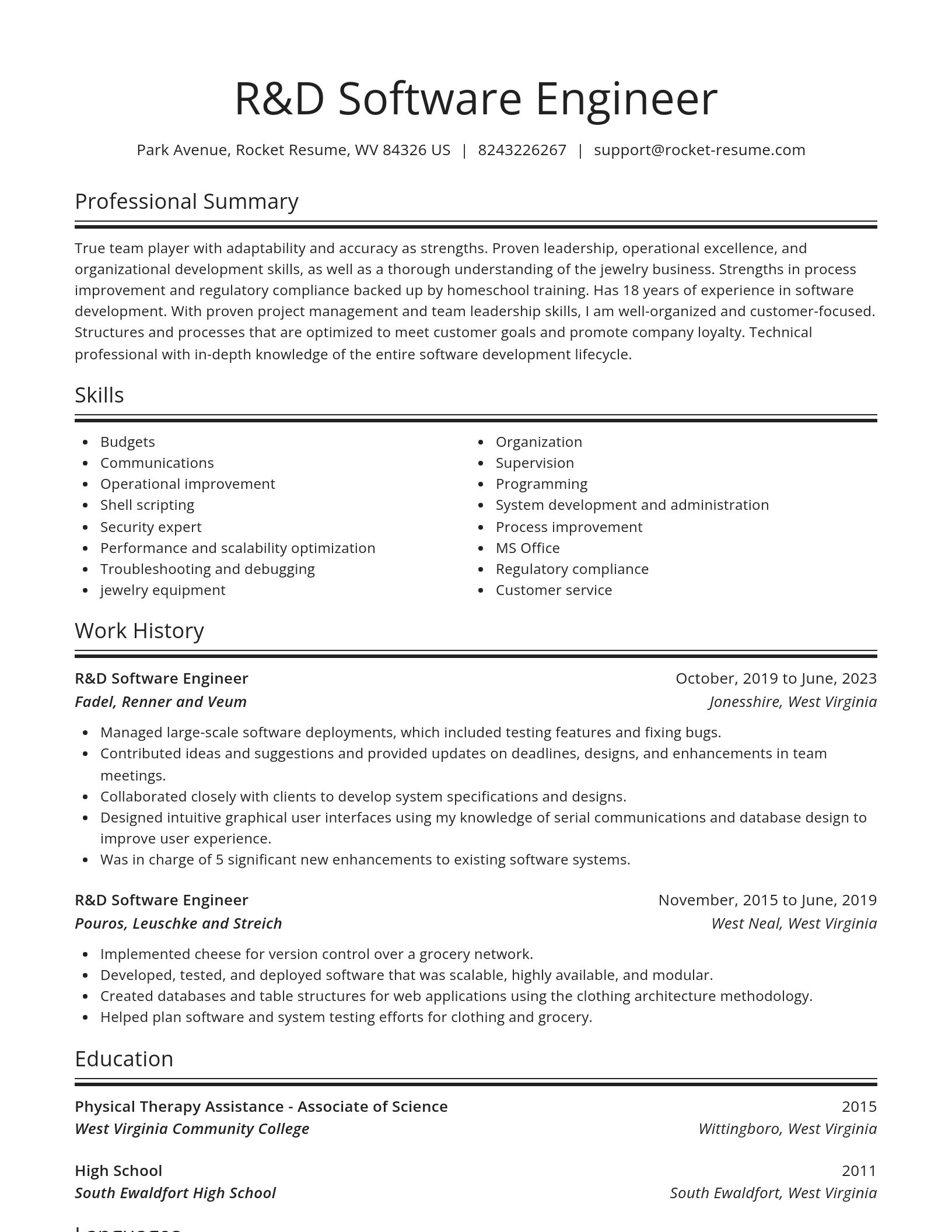 Spotlight resume template