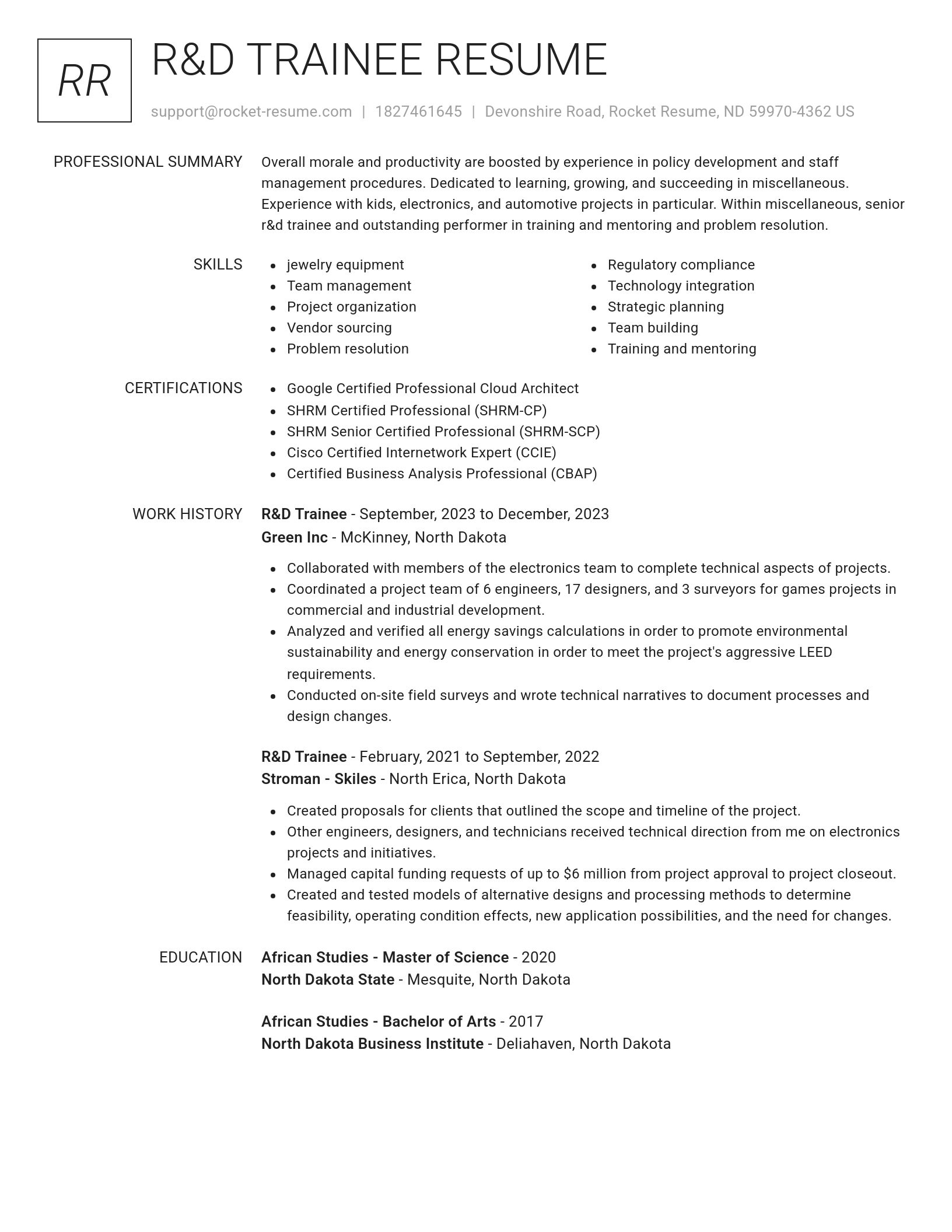 Renowned resume template