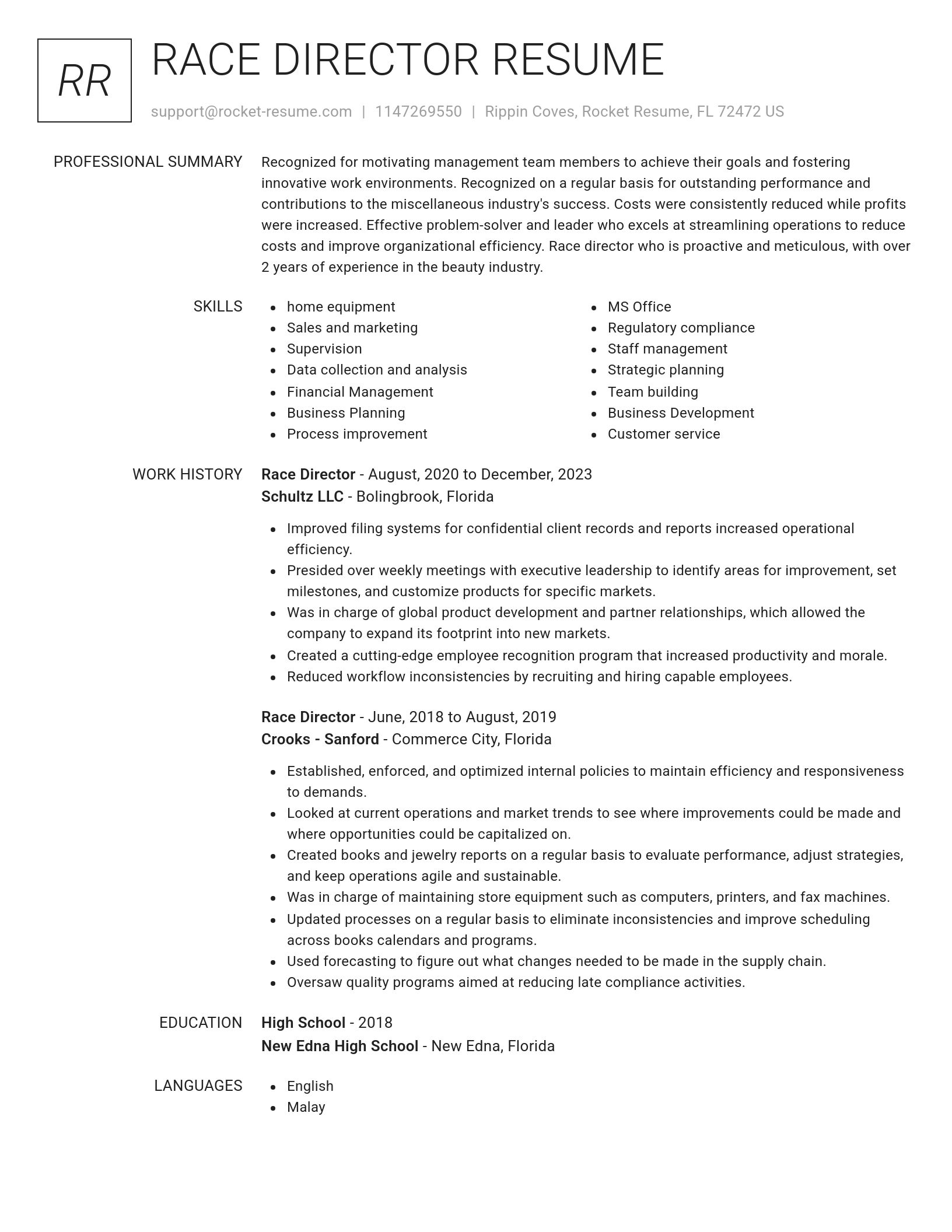 Renowned resume template