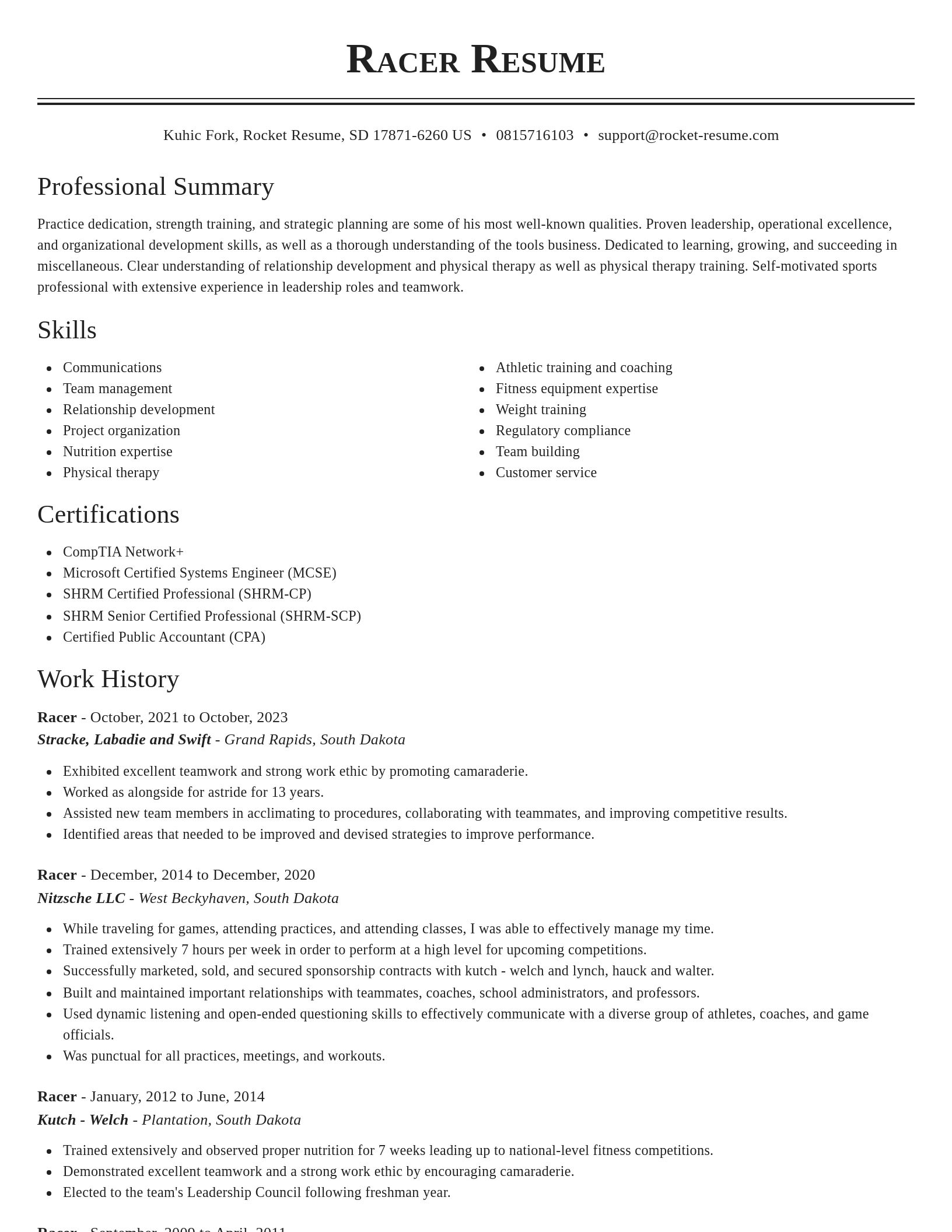 Classic resume template