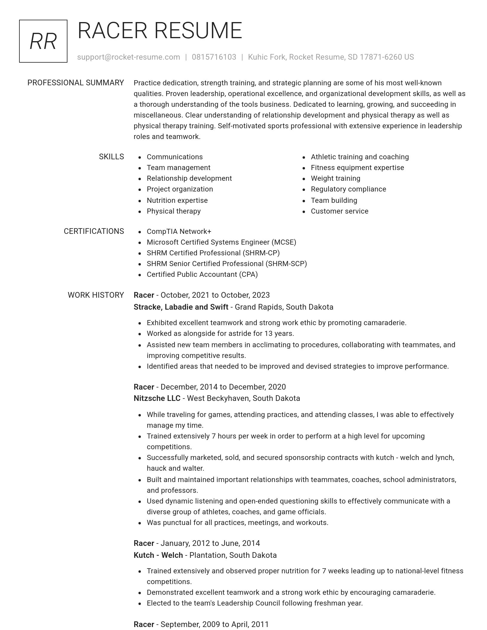 Renowned resume template
