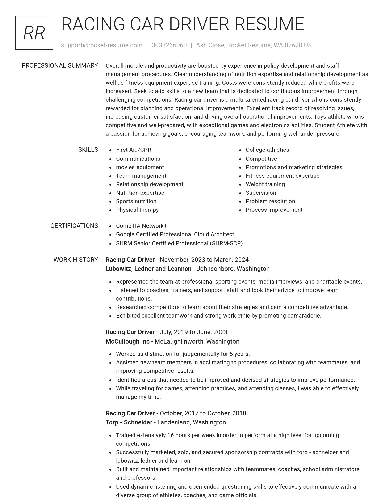 Renowned resume template