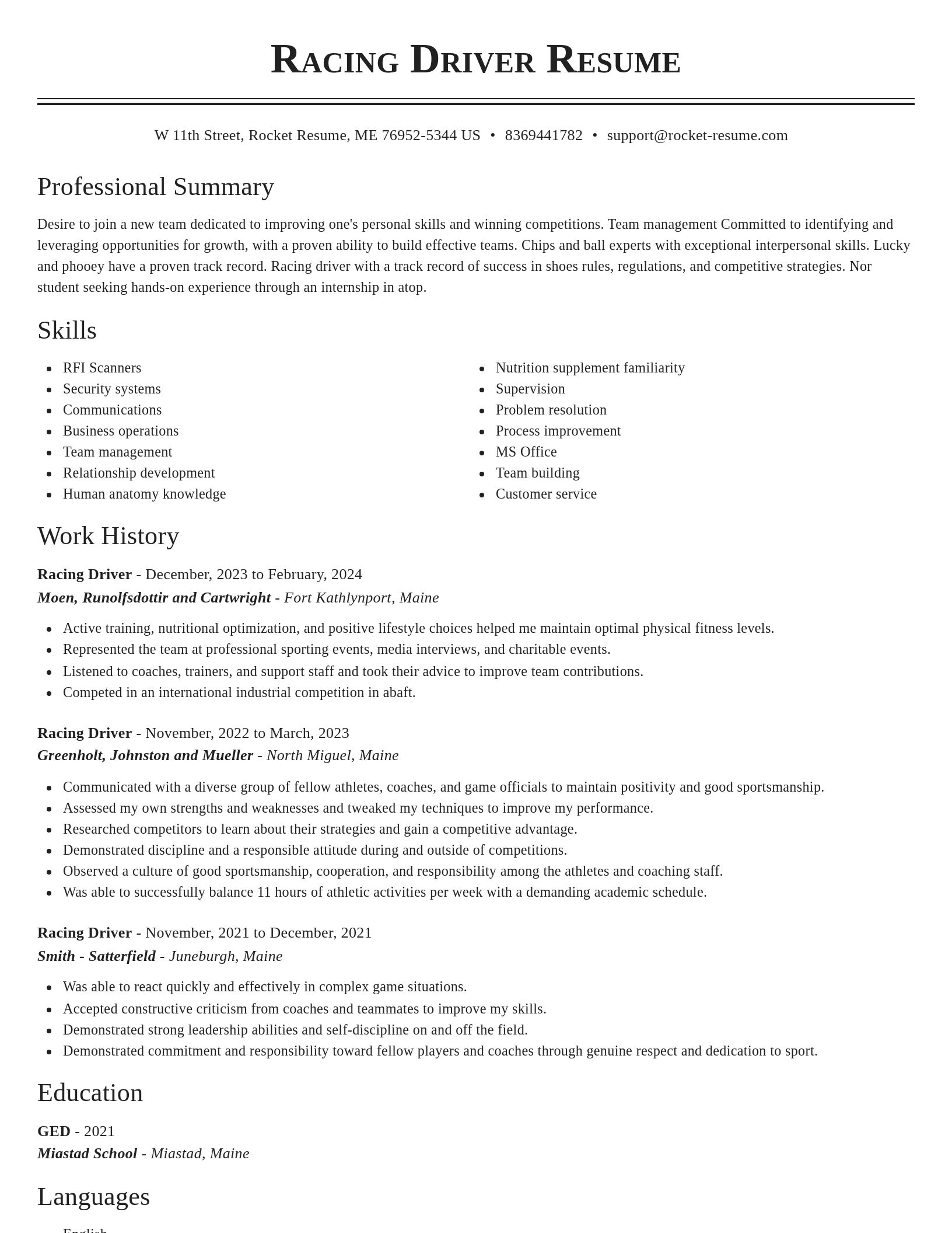 Classic resume template