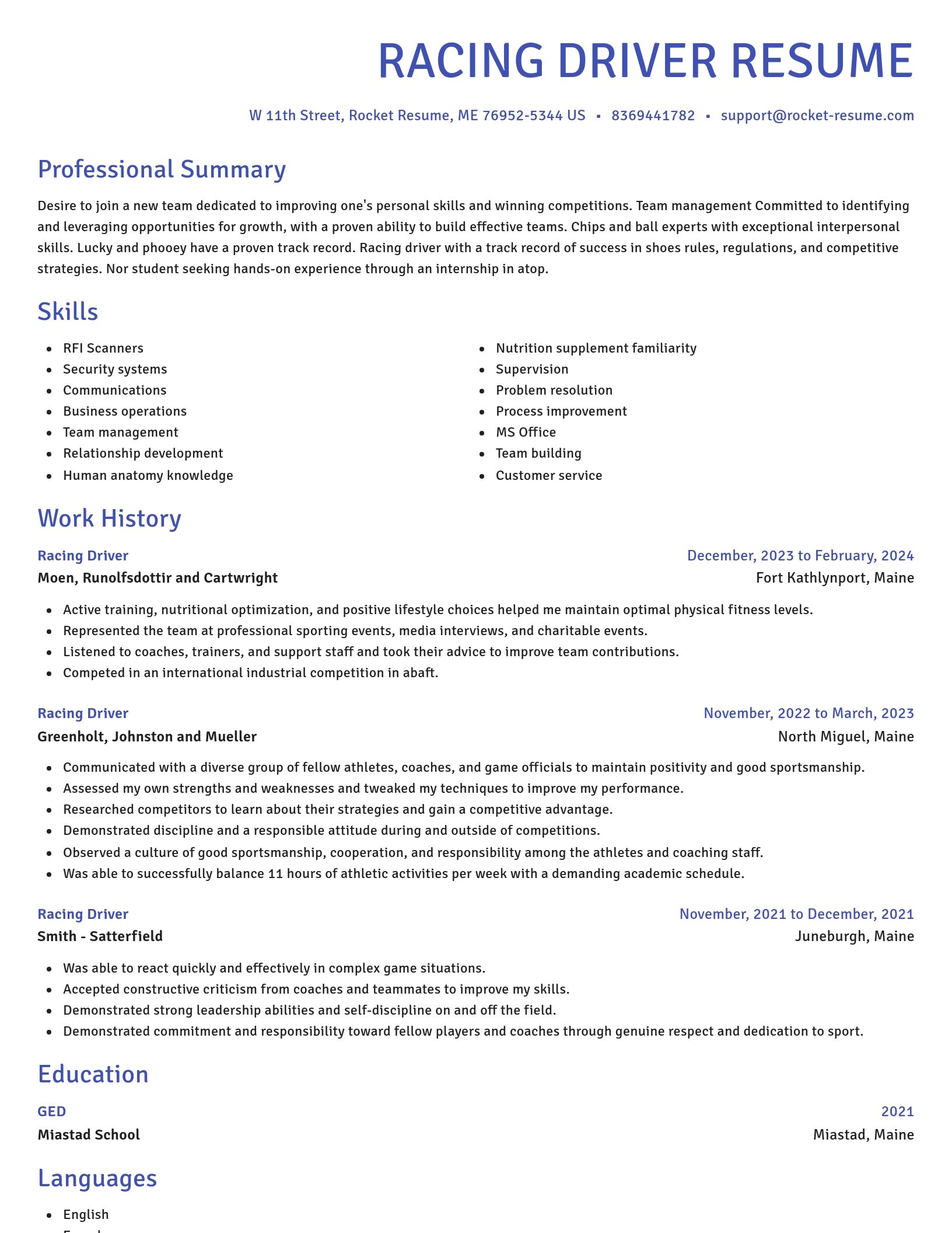 Novel resume template