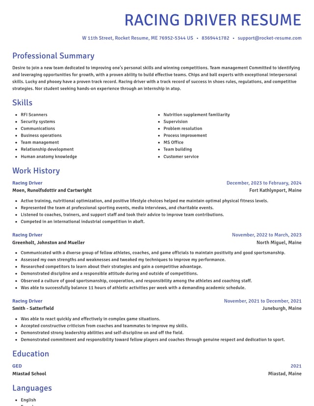 Novel resume template
