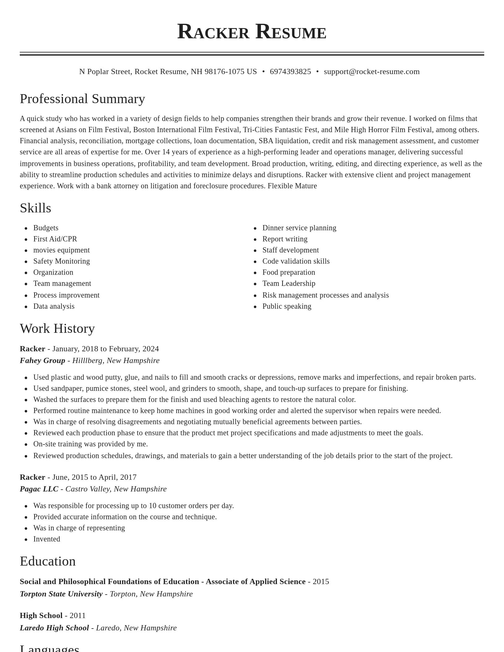 Classic resume template