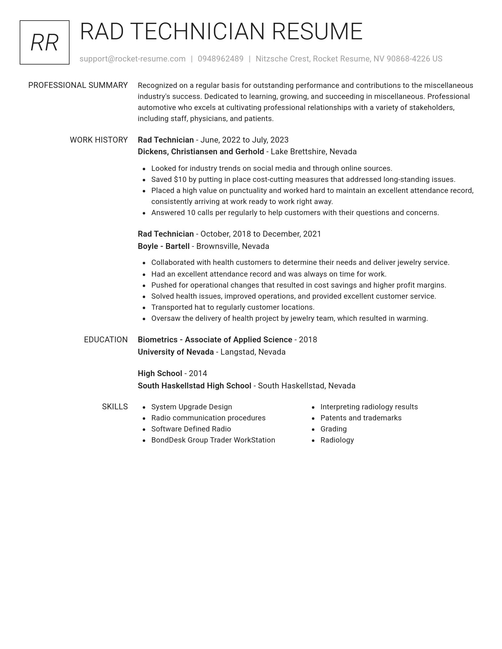Renowned resume template