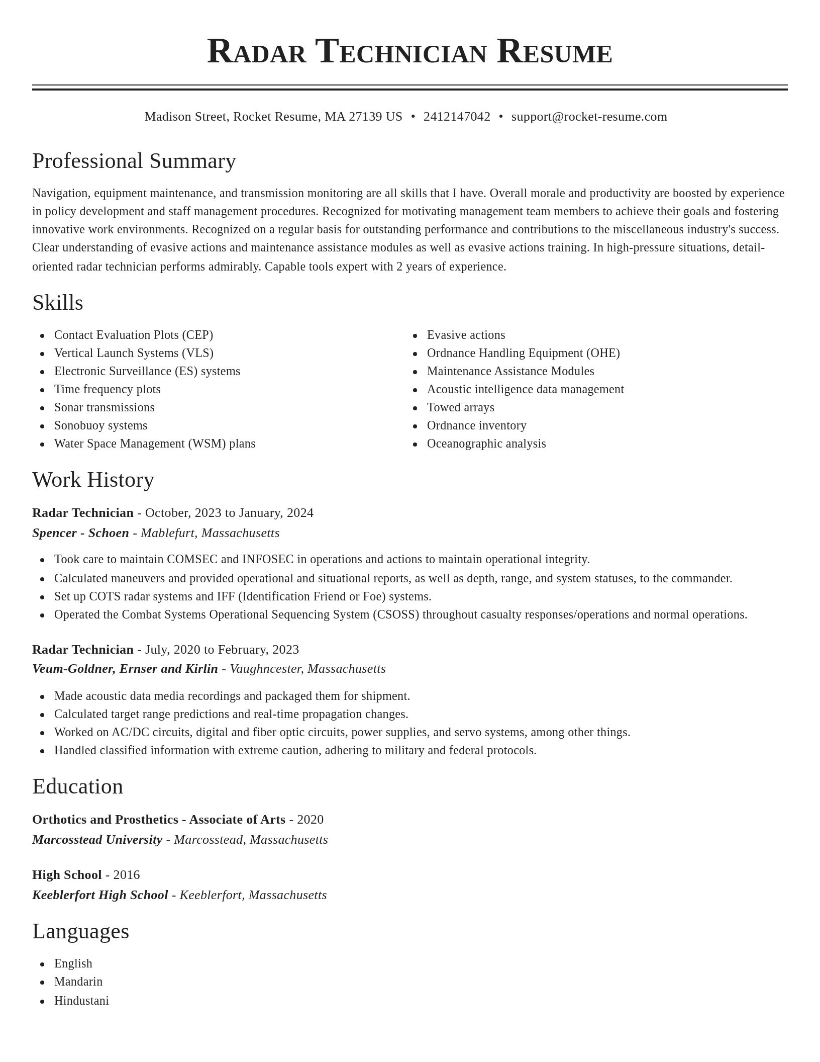 Classic resume template