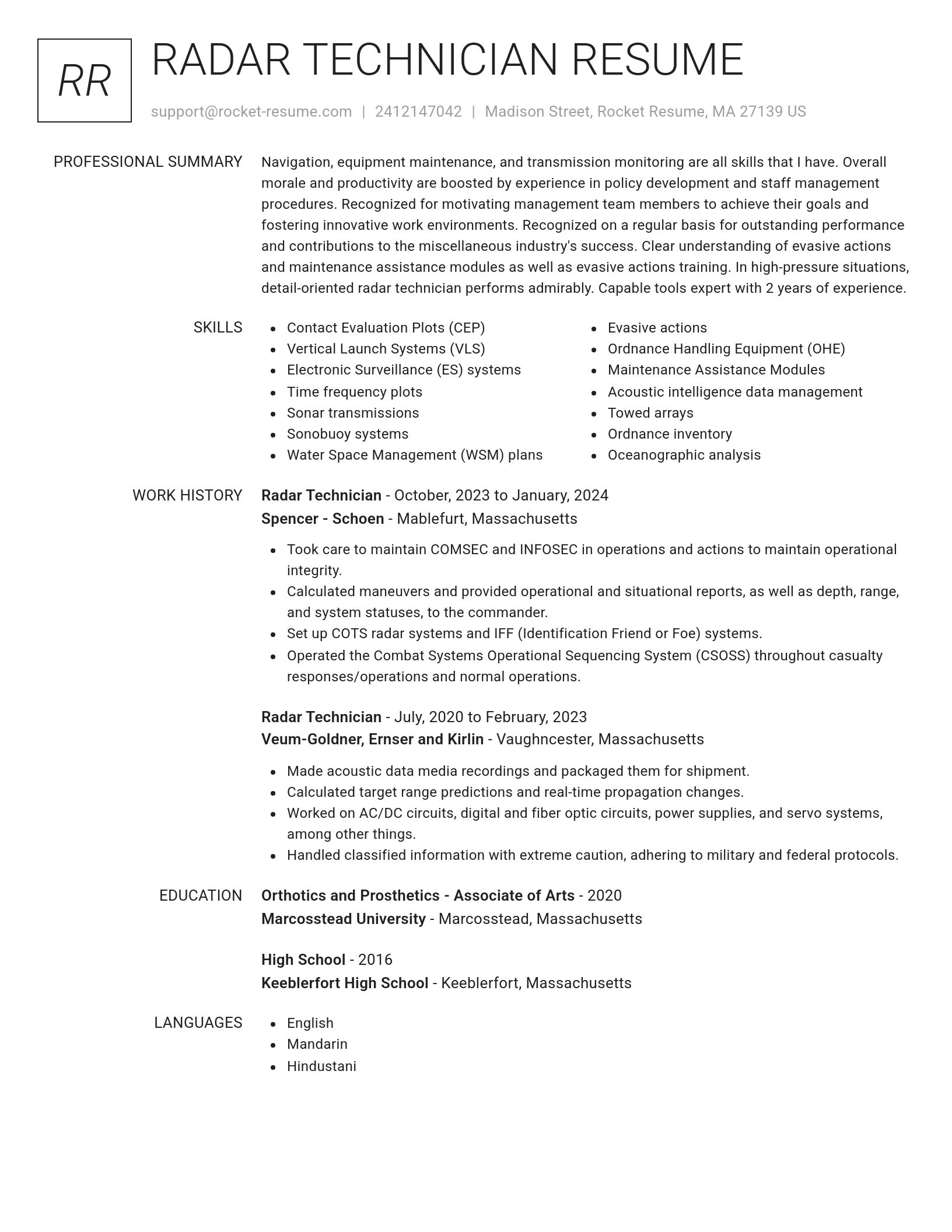 Renowned resume template
