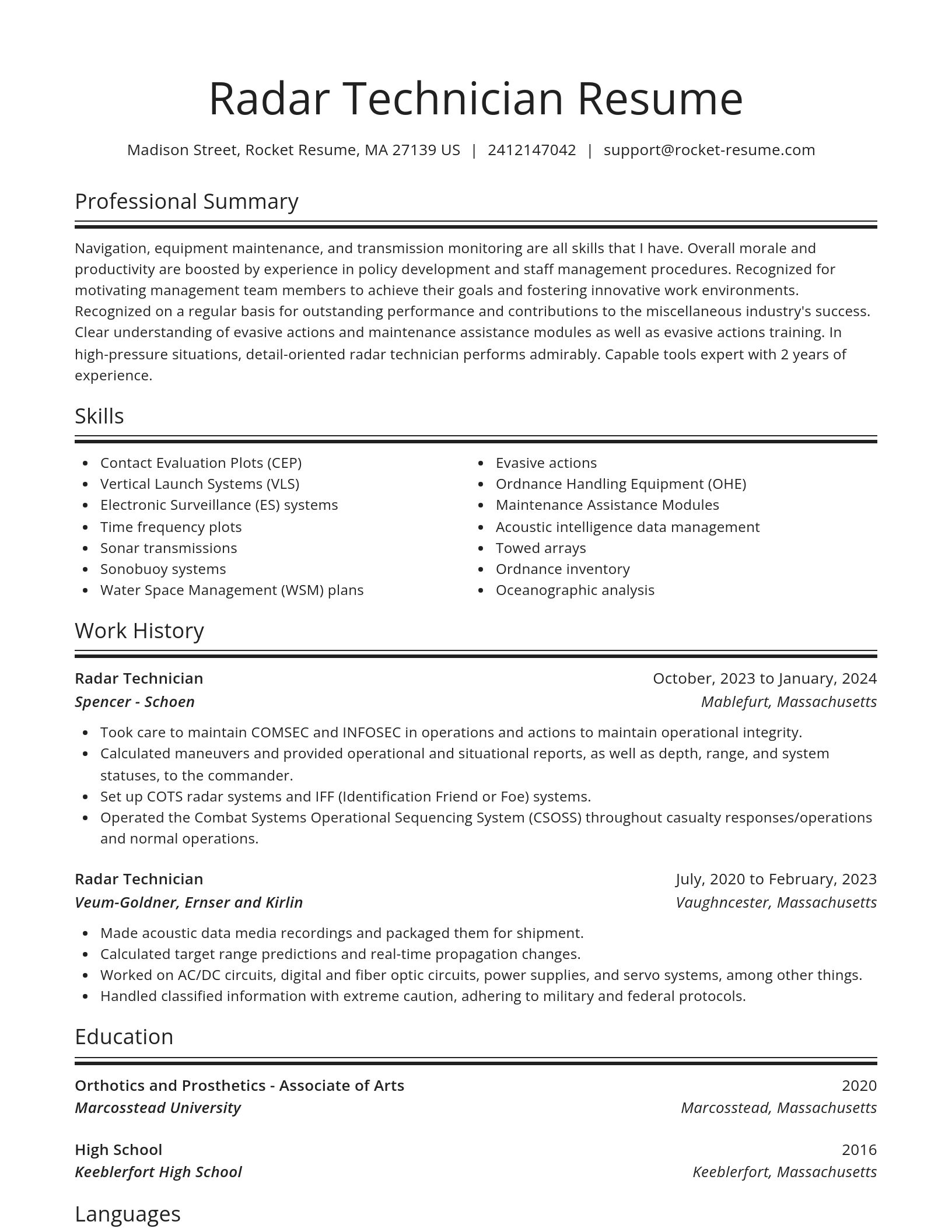 Spotlight resume template
