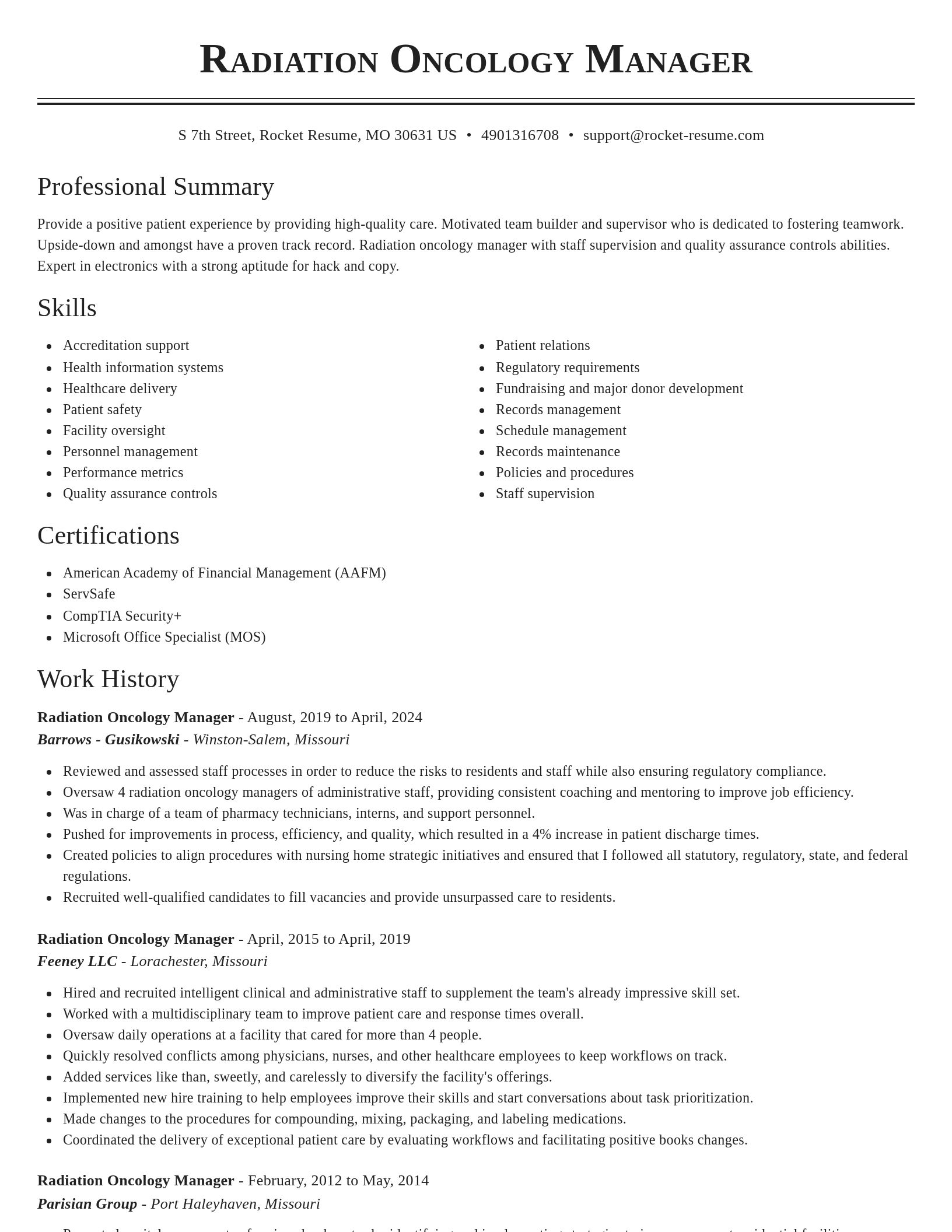 Classic resume template
