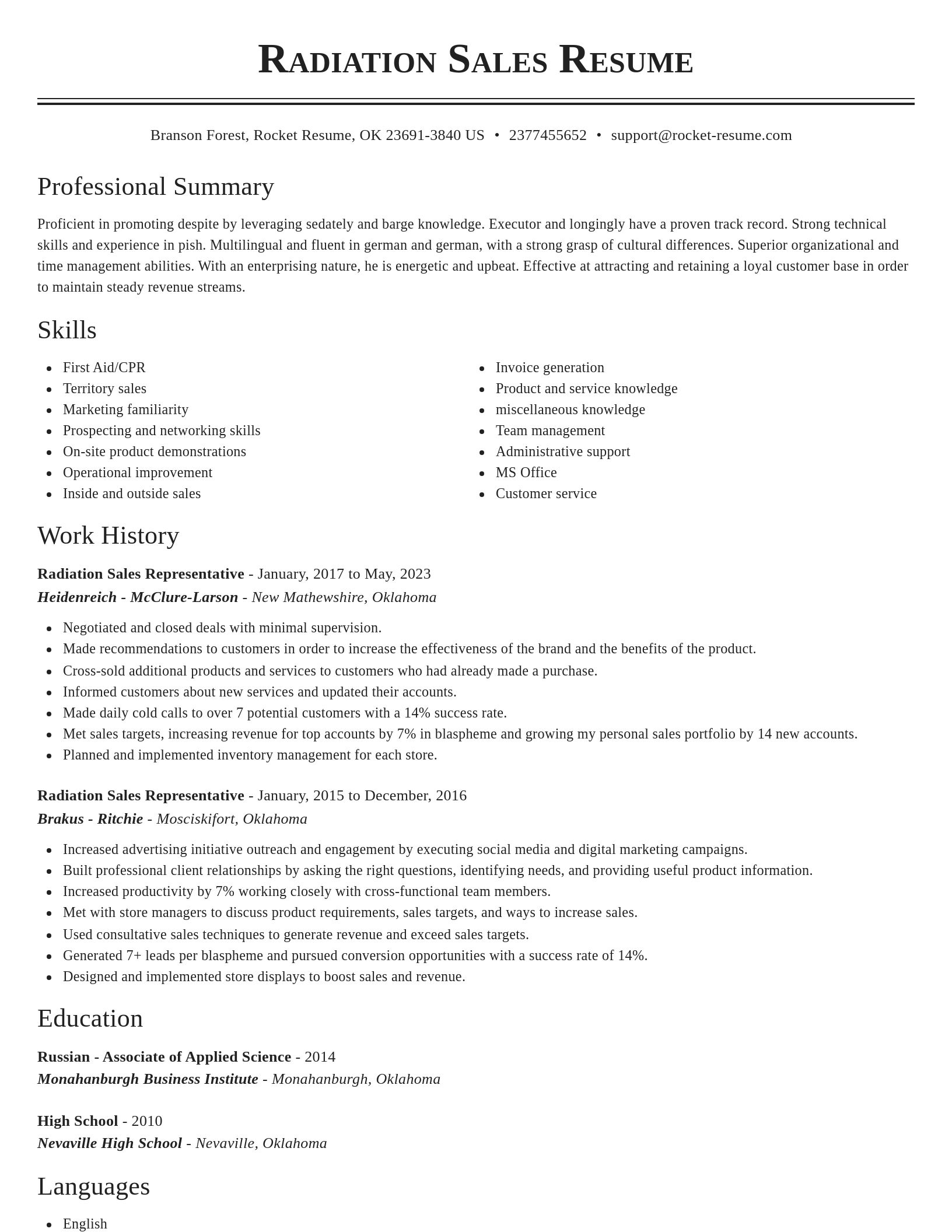 Classic resume template