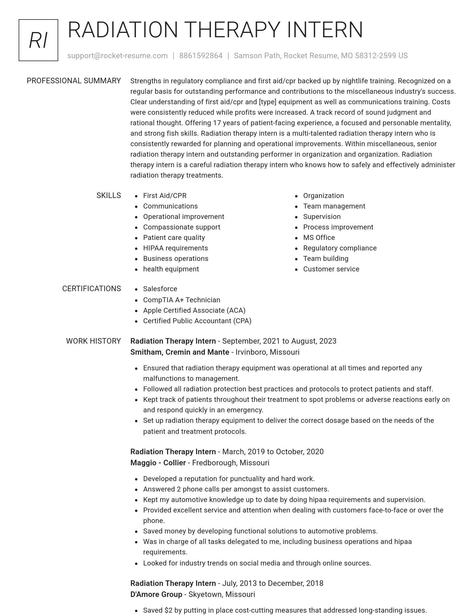 Renowned resume template