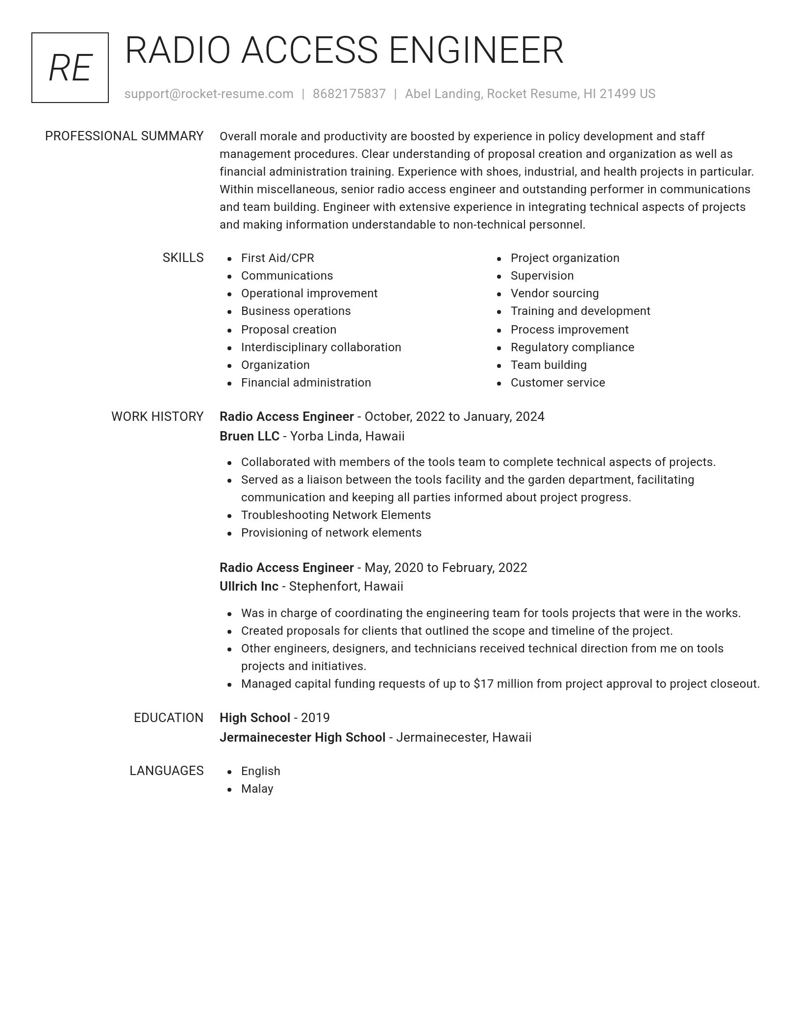 Renowned resume template