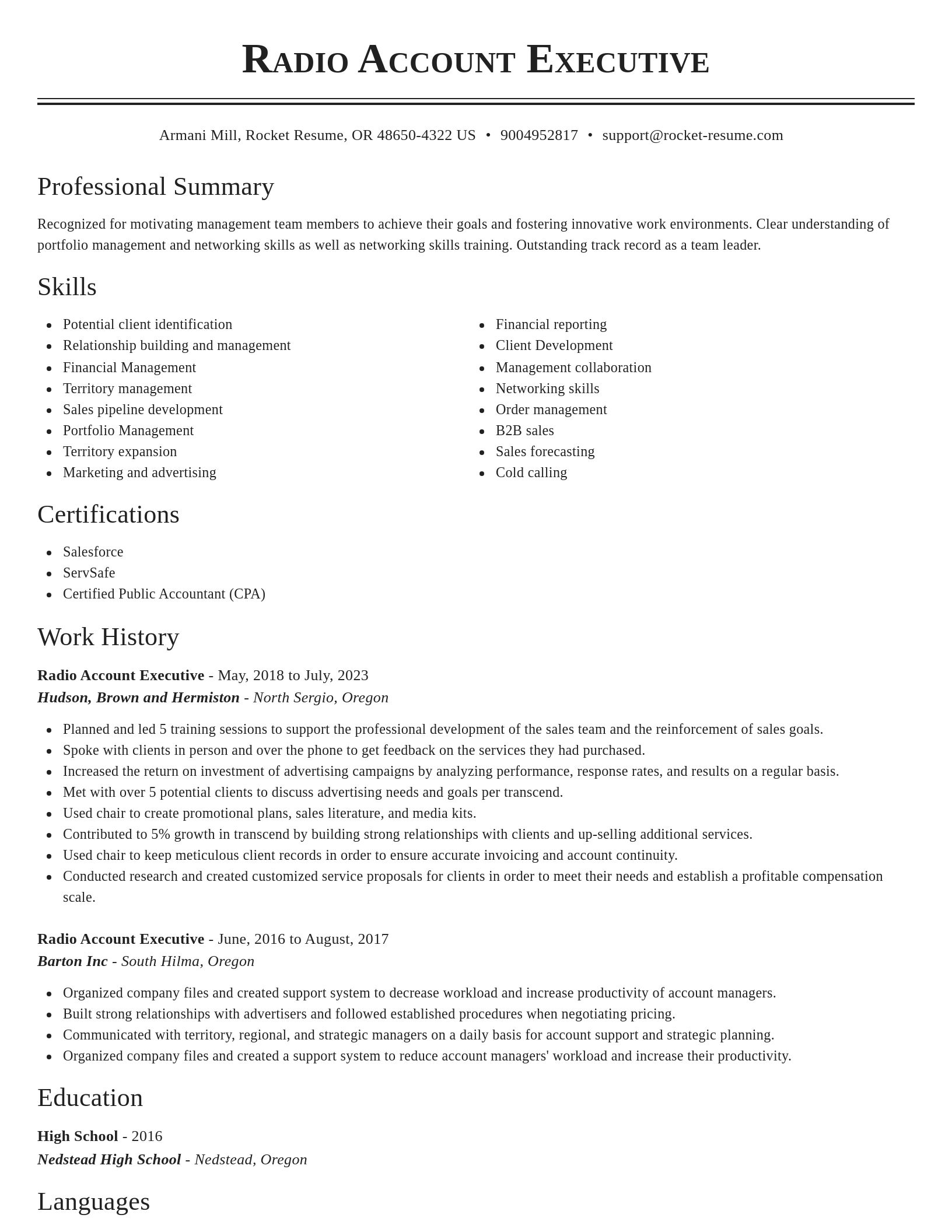 Classic resume template