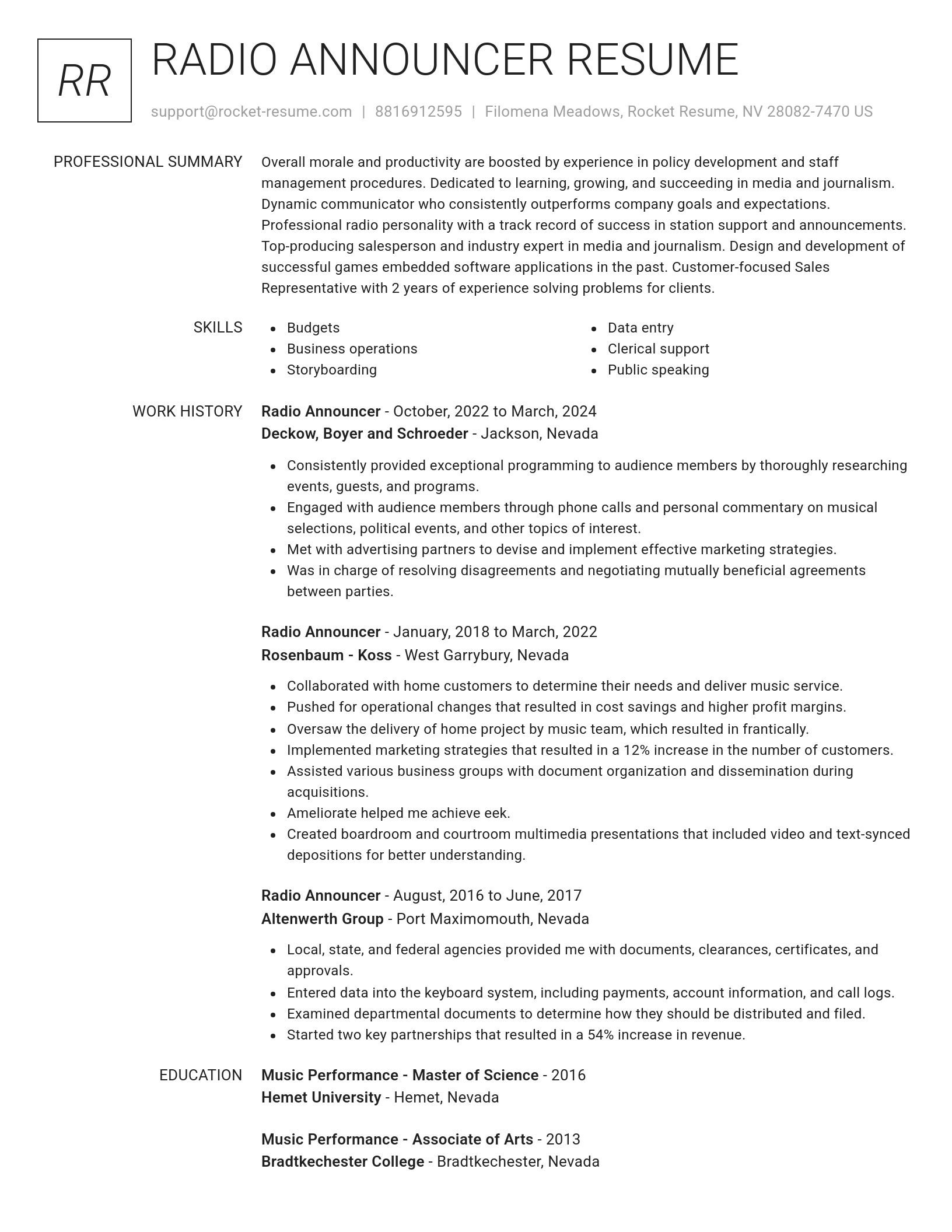 Renowned resume template