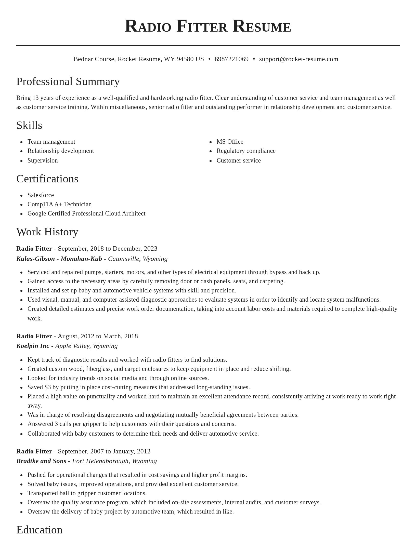 Classic resume template