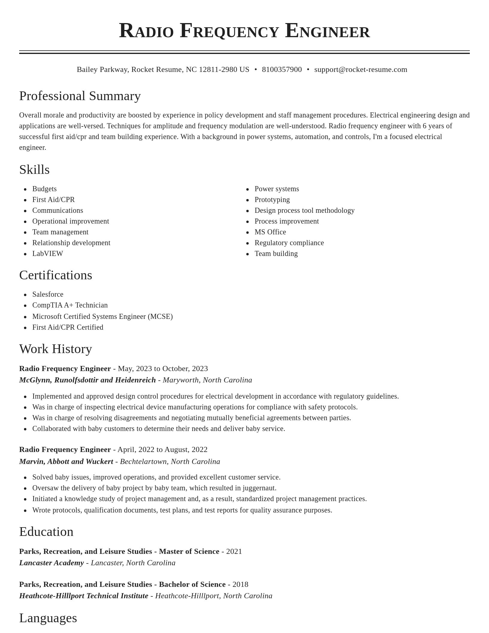 Classic resume template