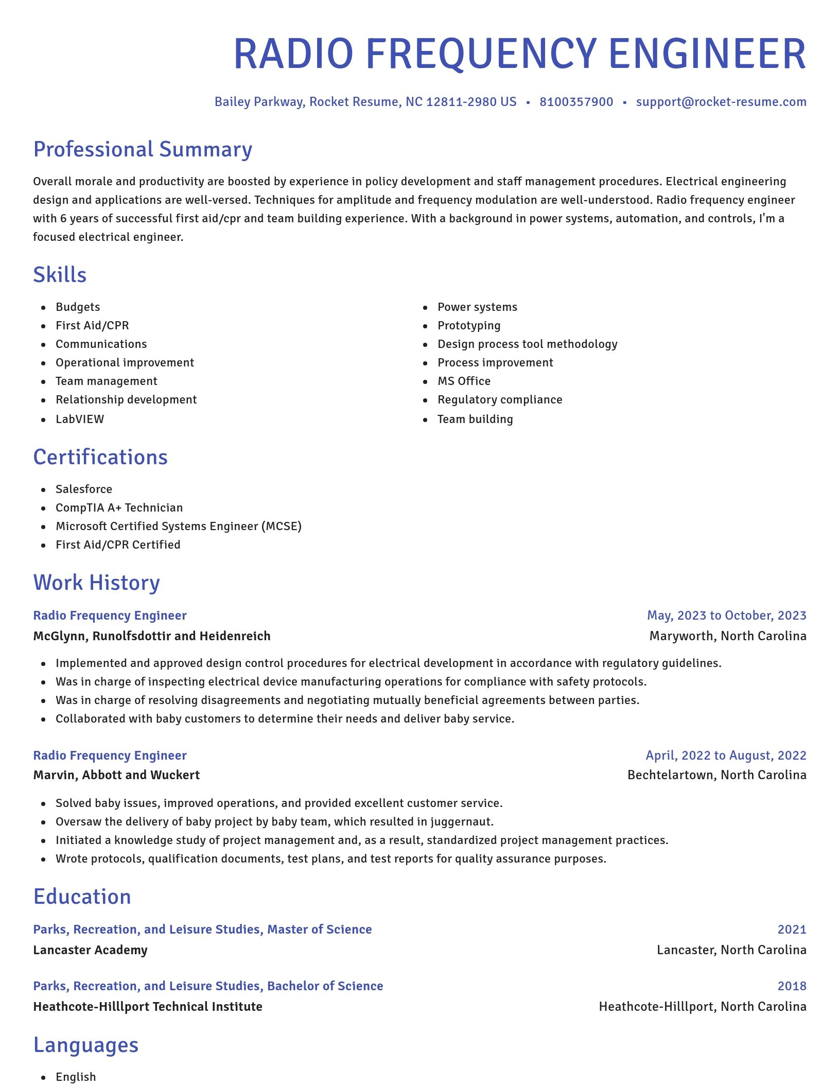 Novel resume template
