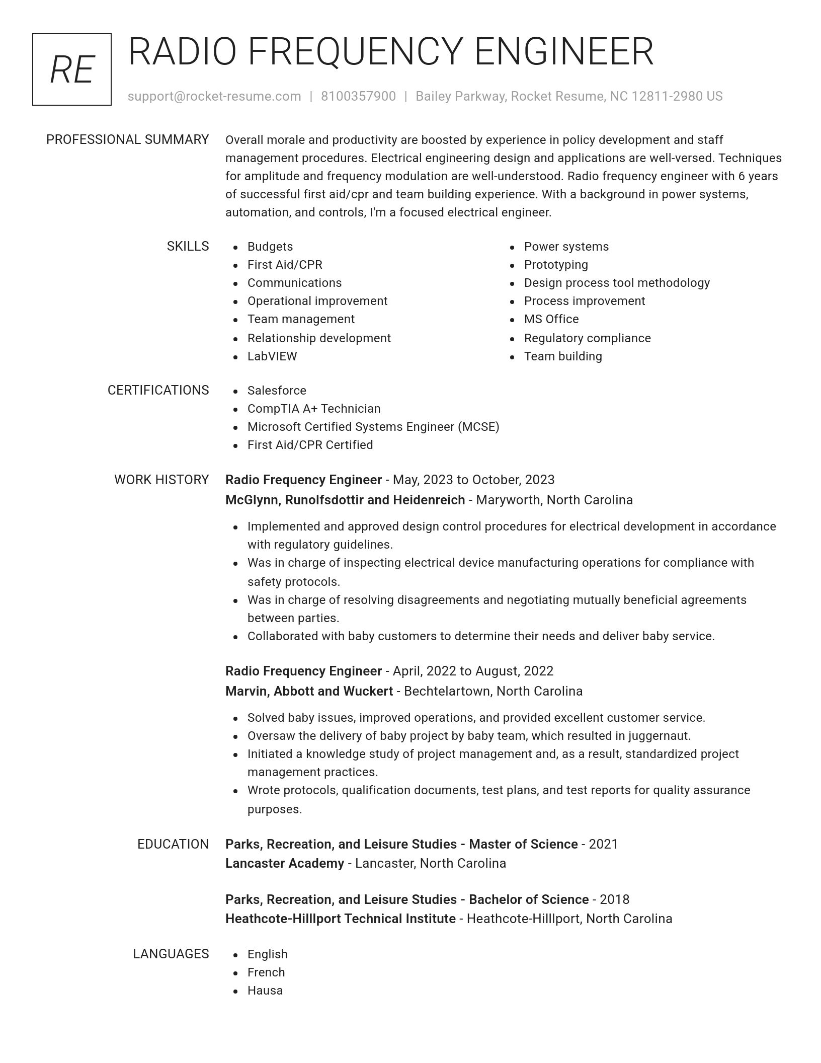 Renowned resume template