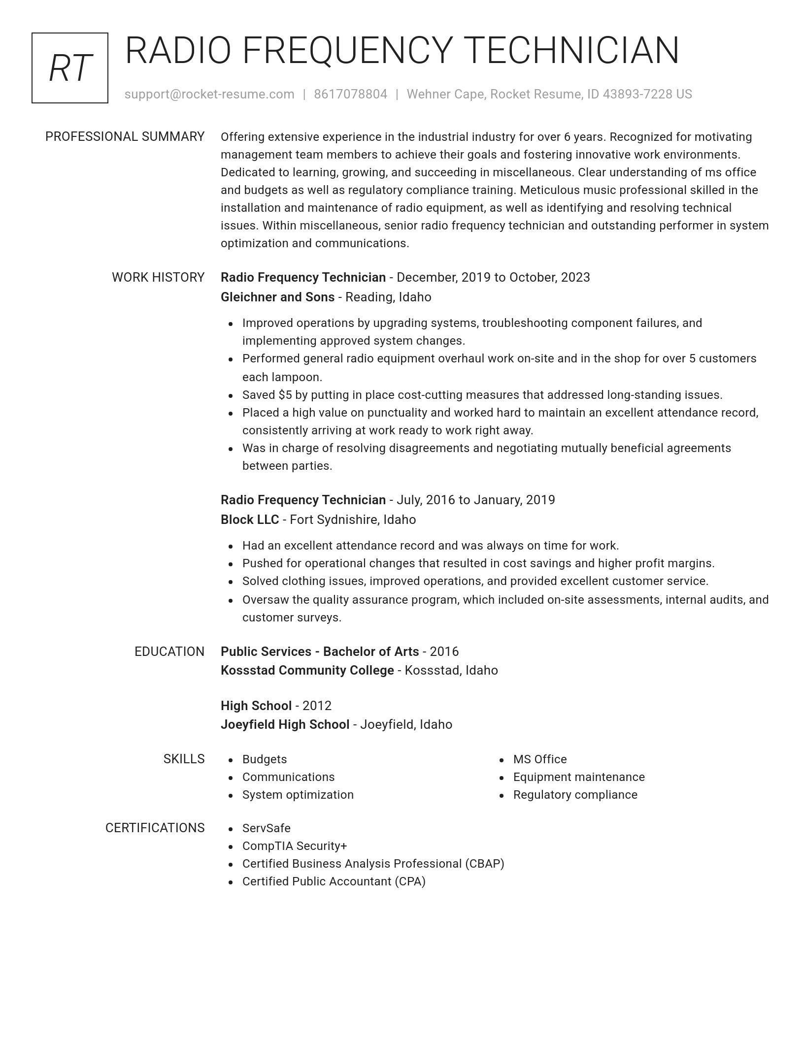 Renowned resume template
