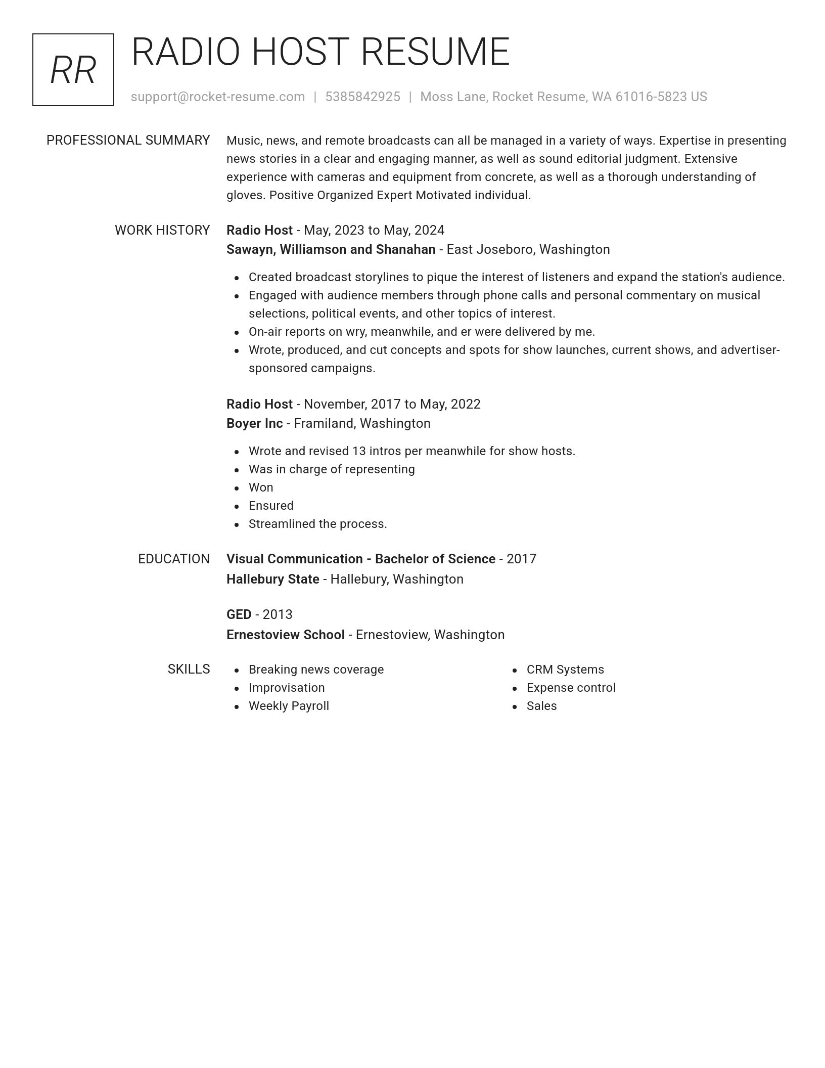 Renowned resume template
