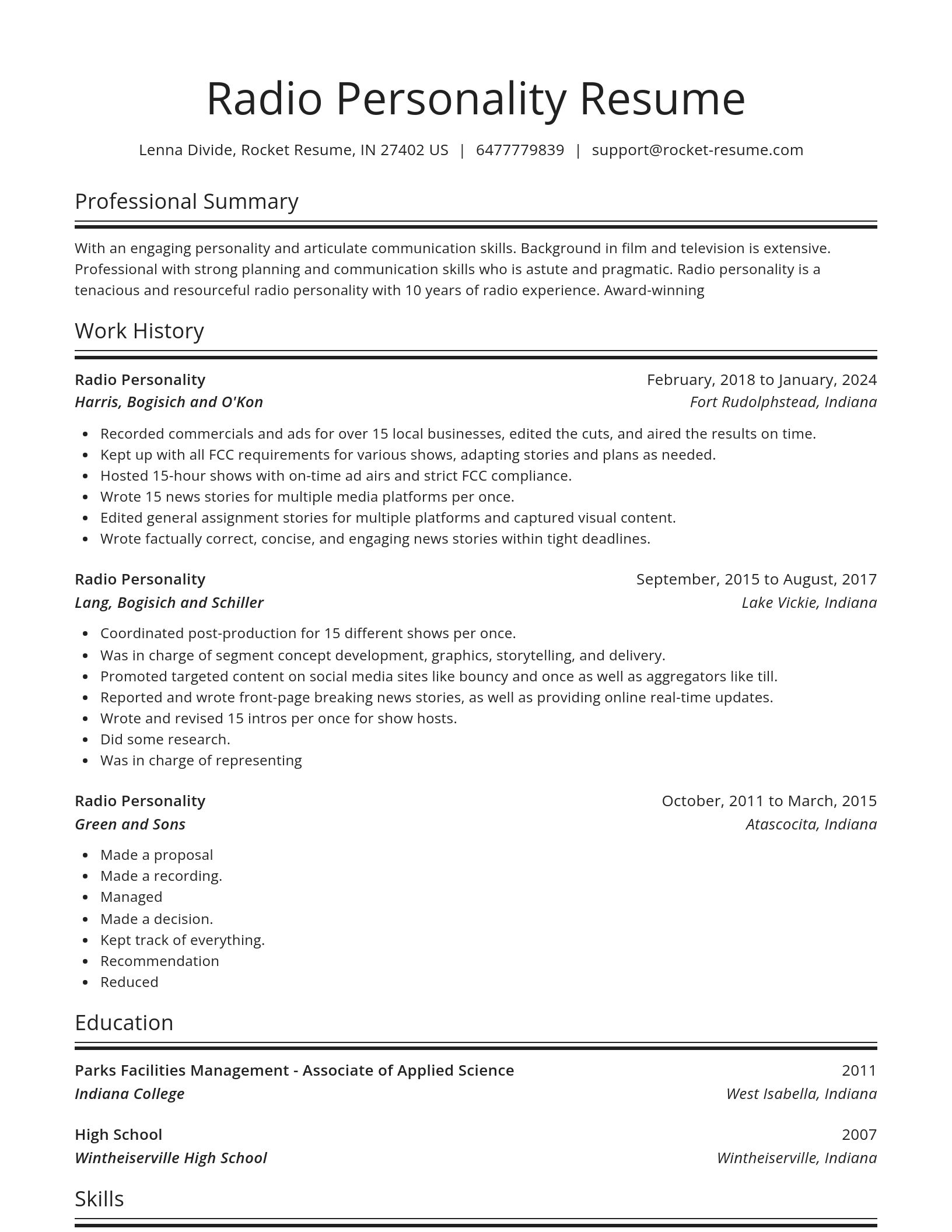 Spotlight resume template