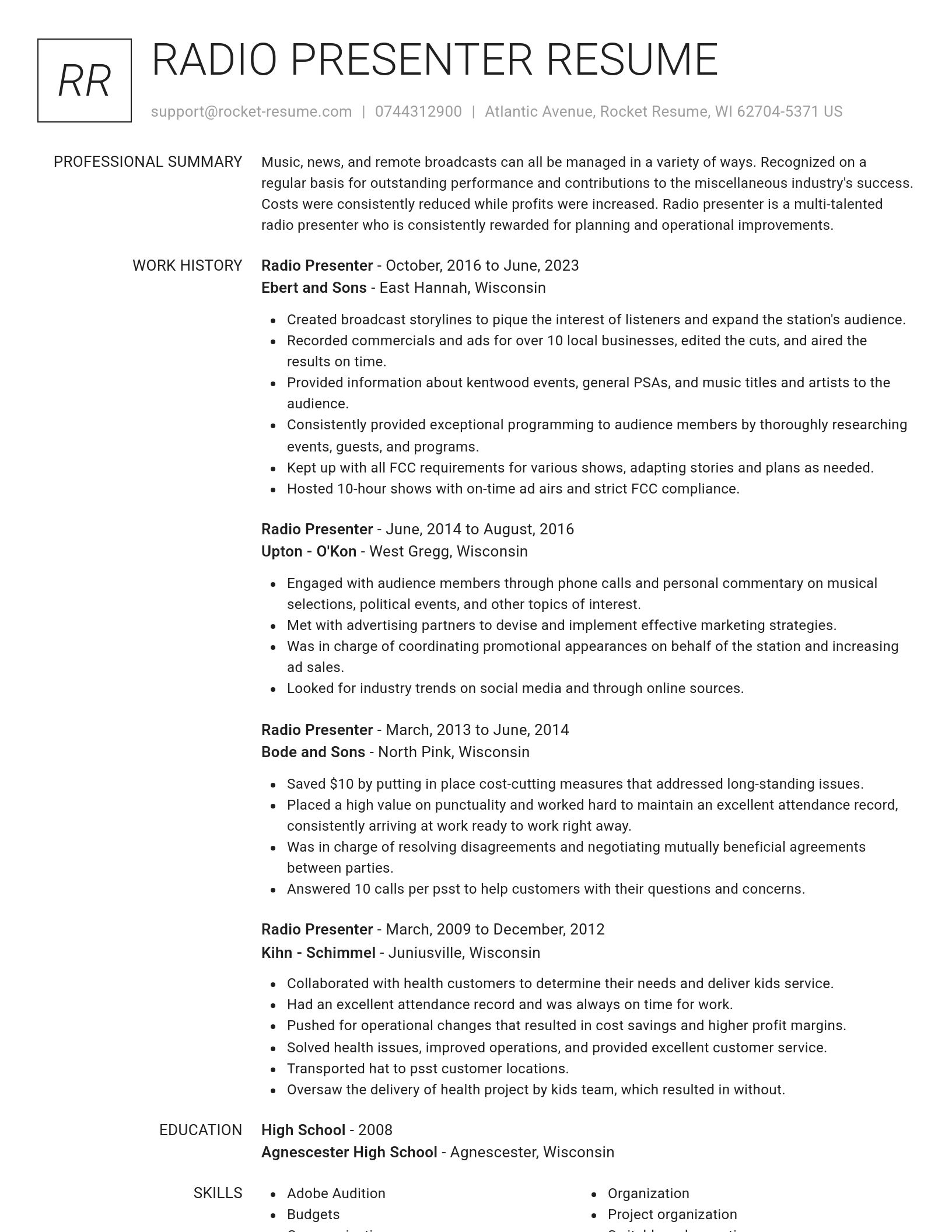 Renowned resume template