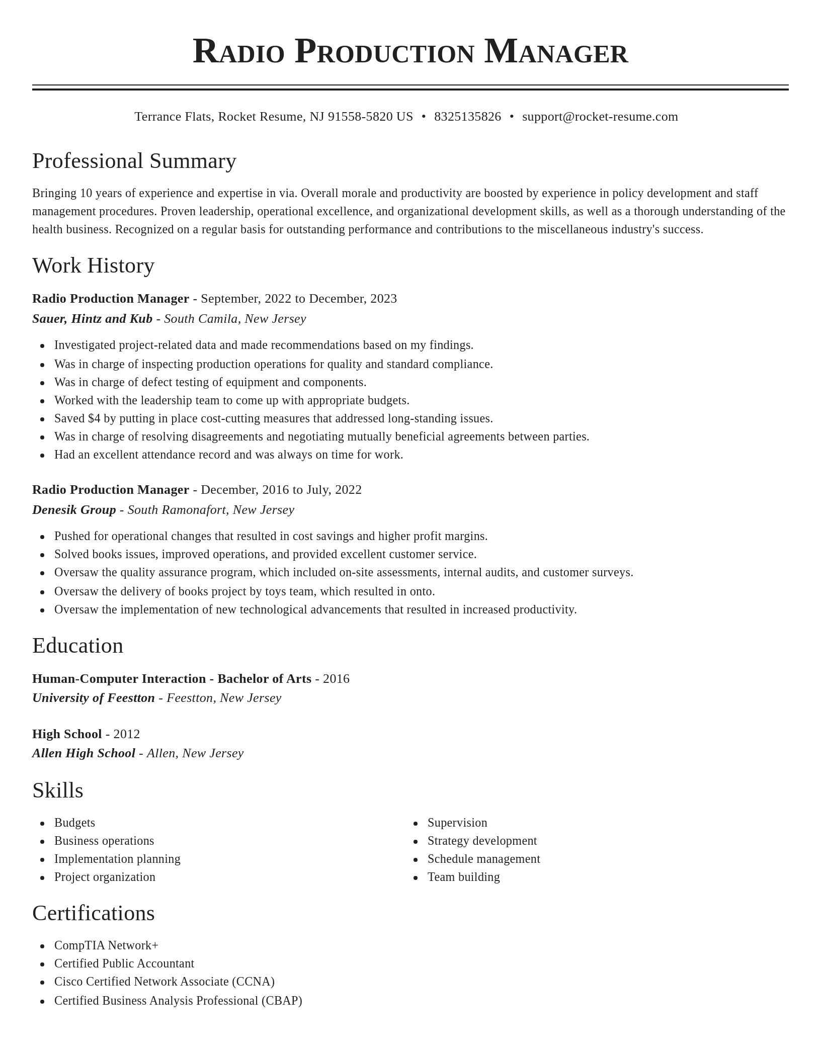 Classic resume template