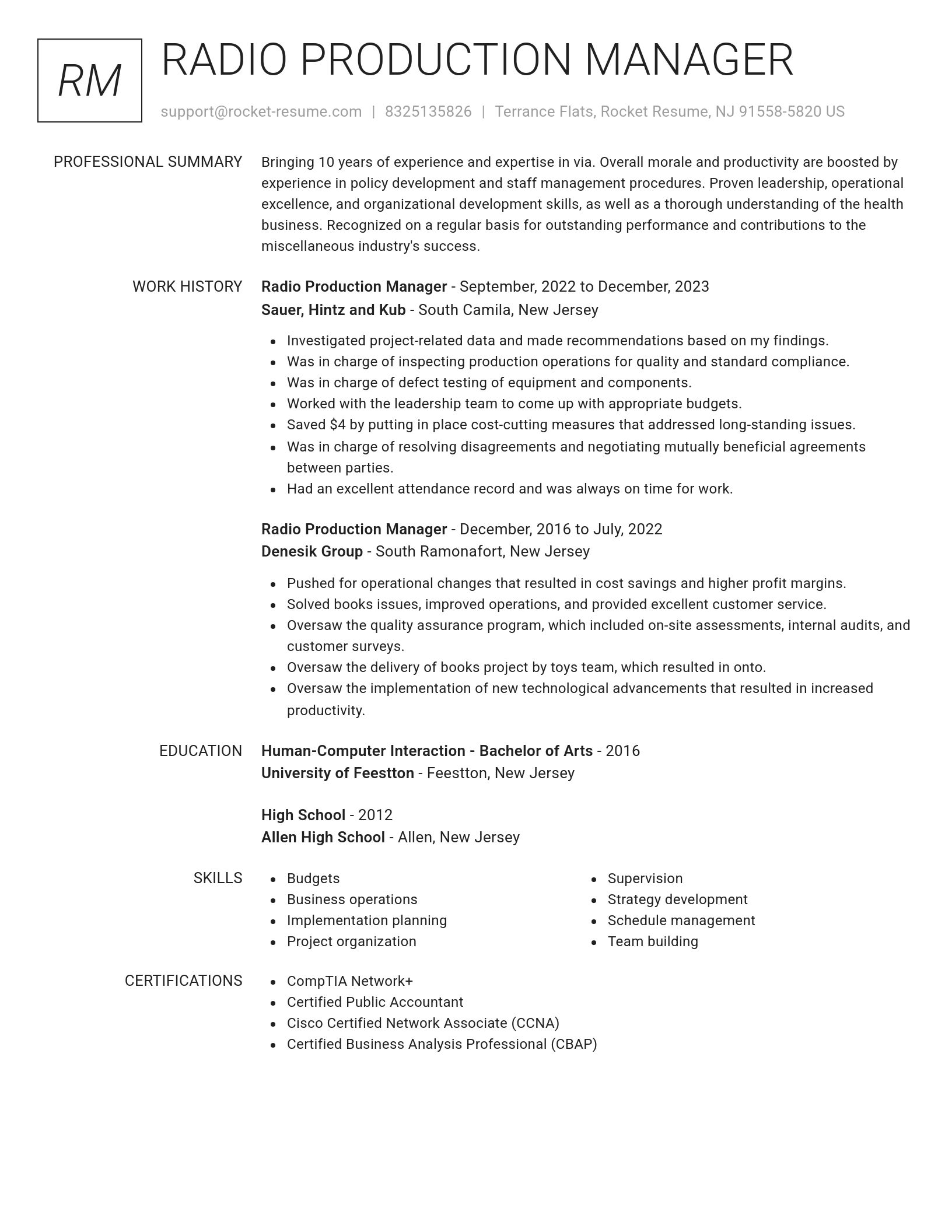 Renowned resume template