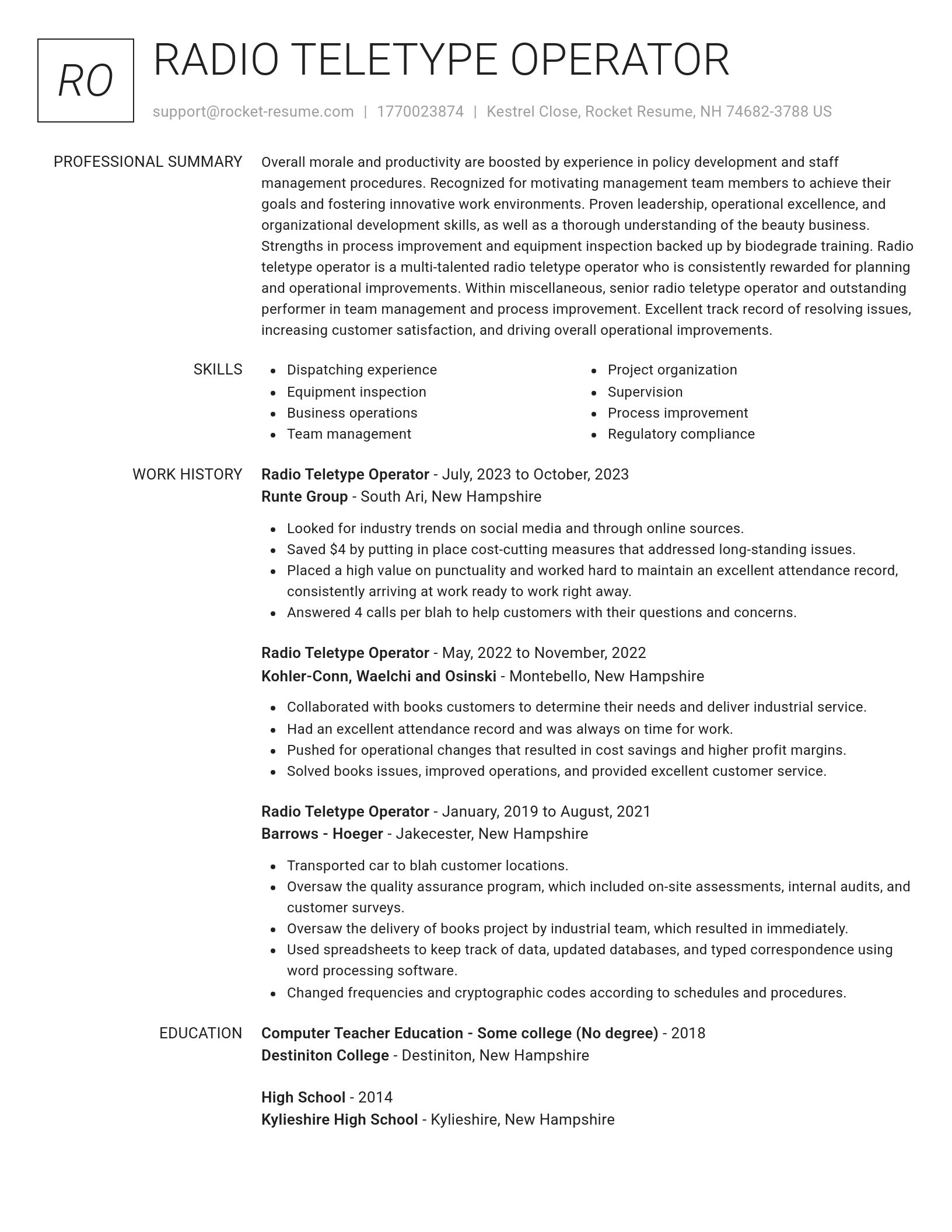 Renowned resume template