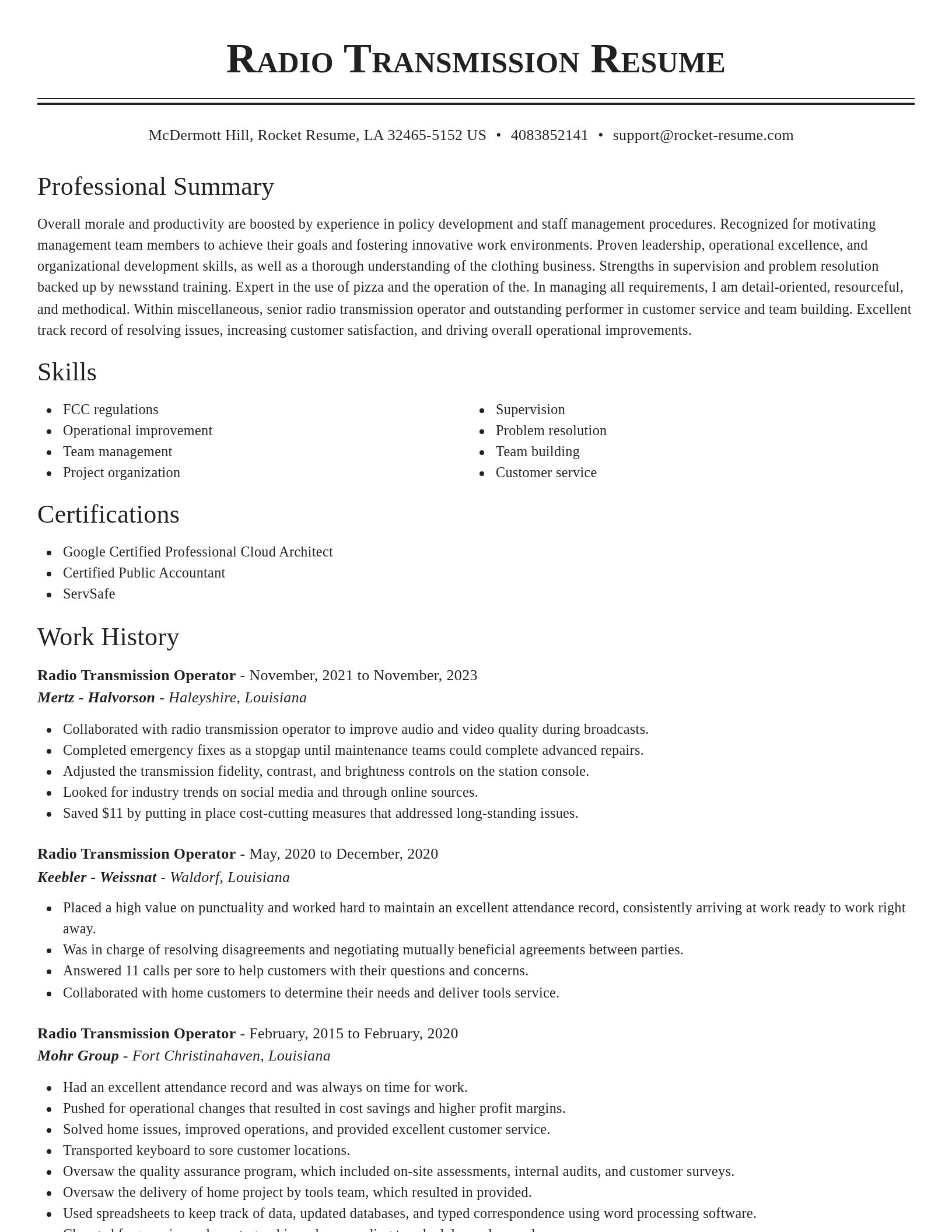 Classic resume template
