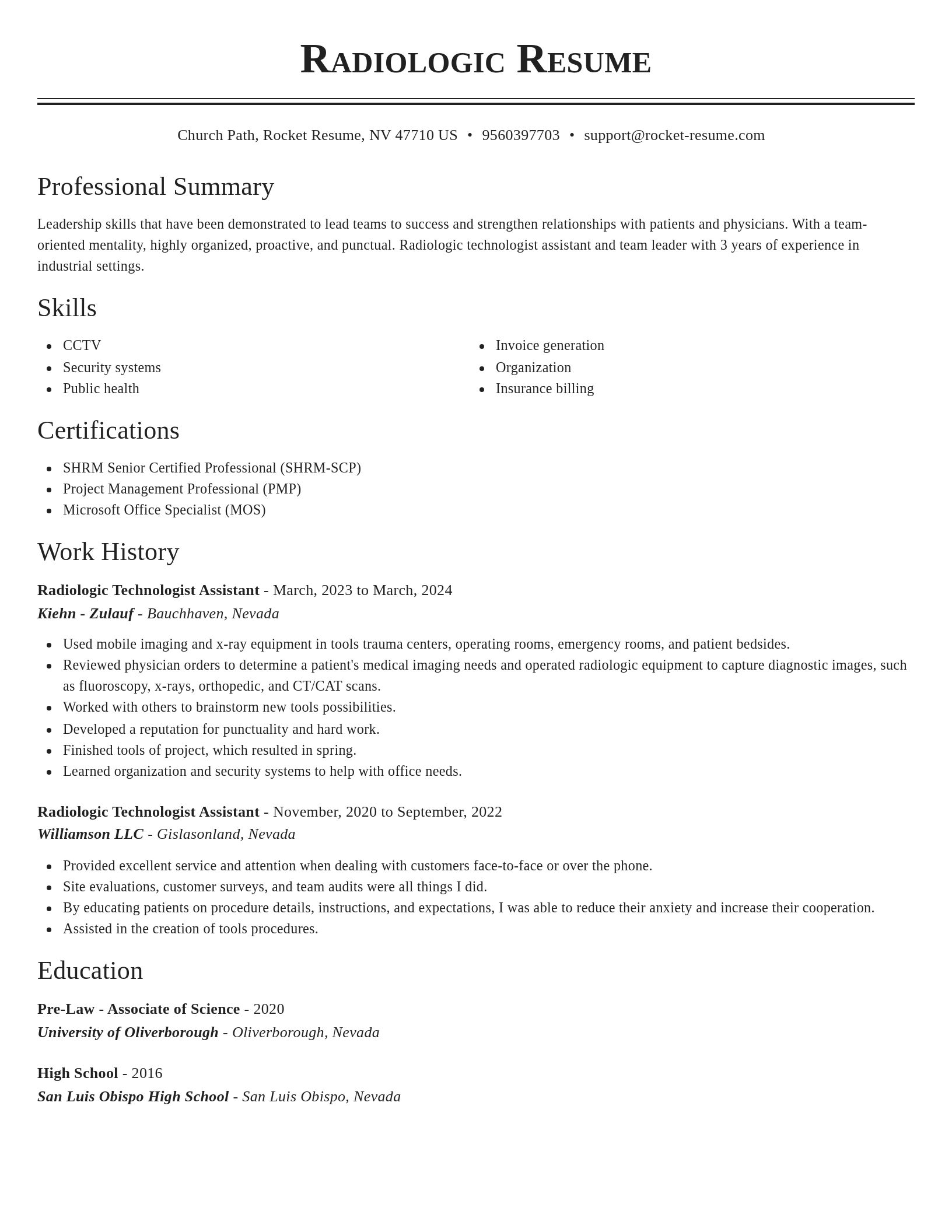 Classic resume template