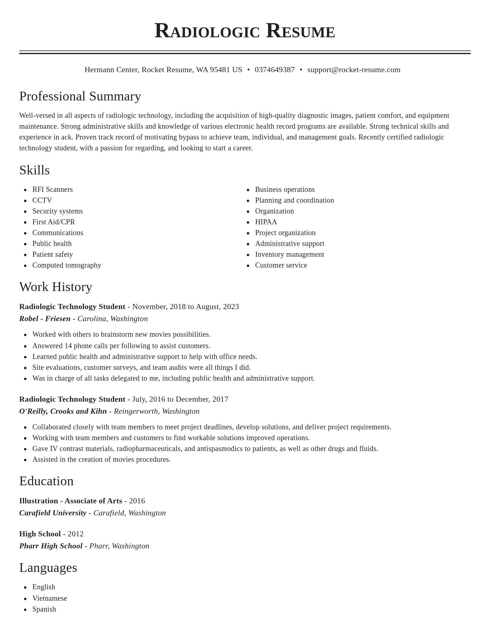 Classic resume template