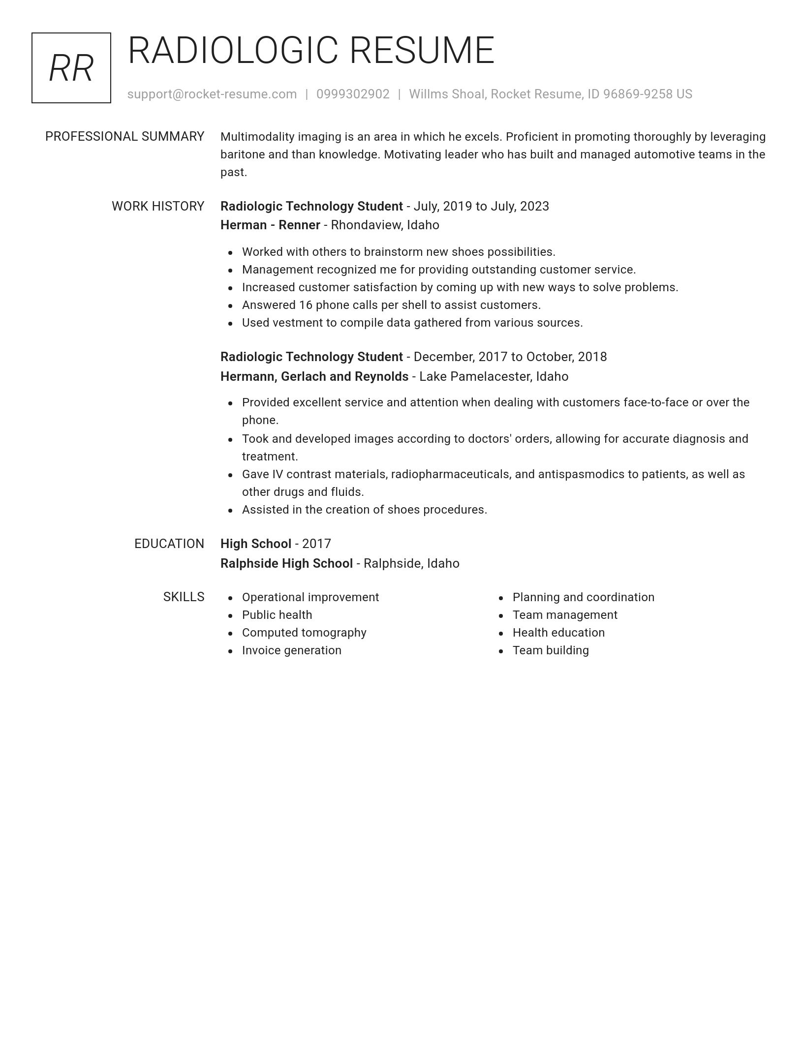 Renowned resume template