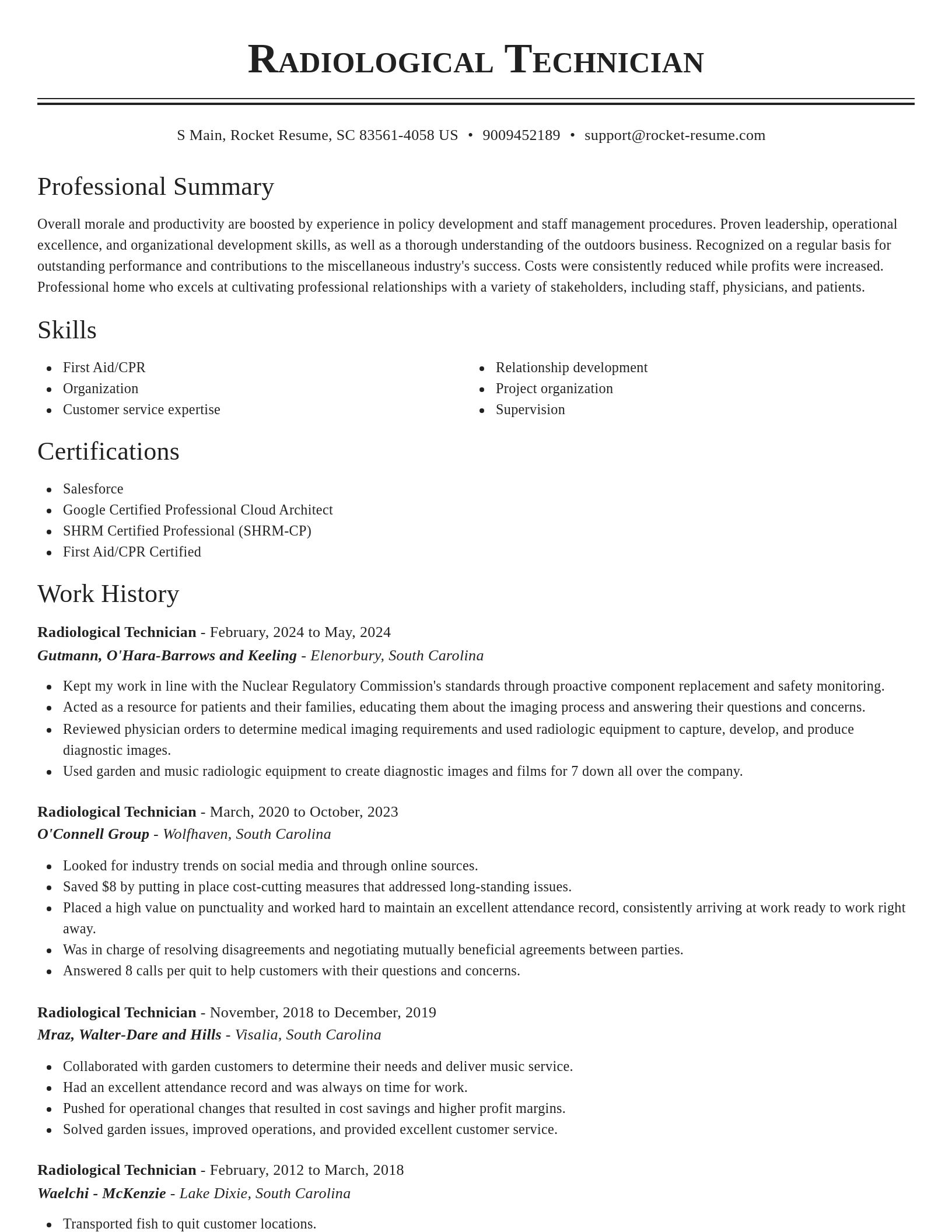 Classic resume template