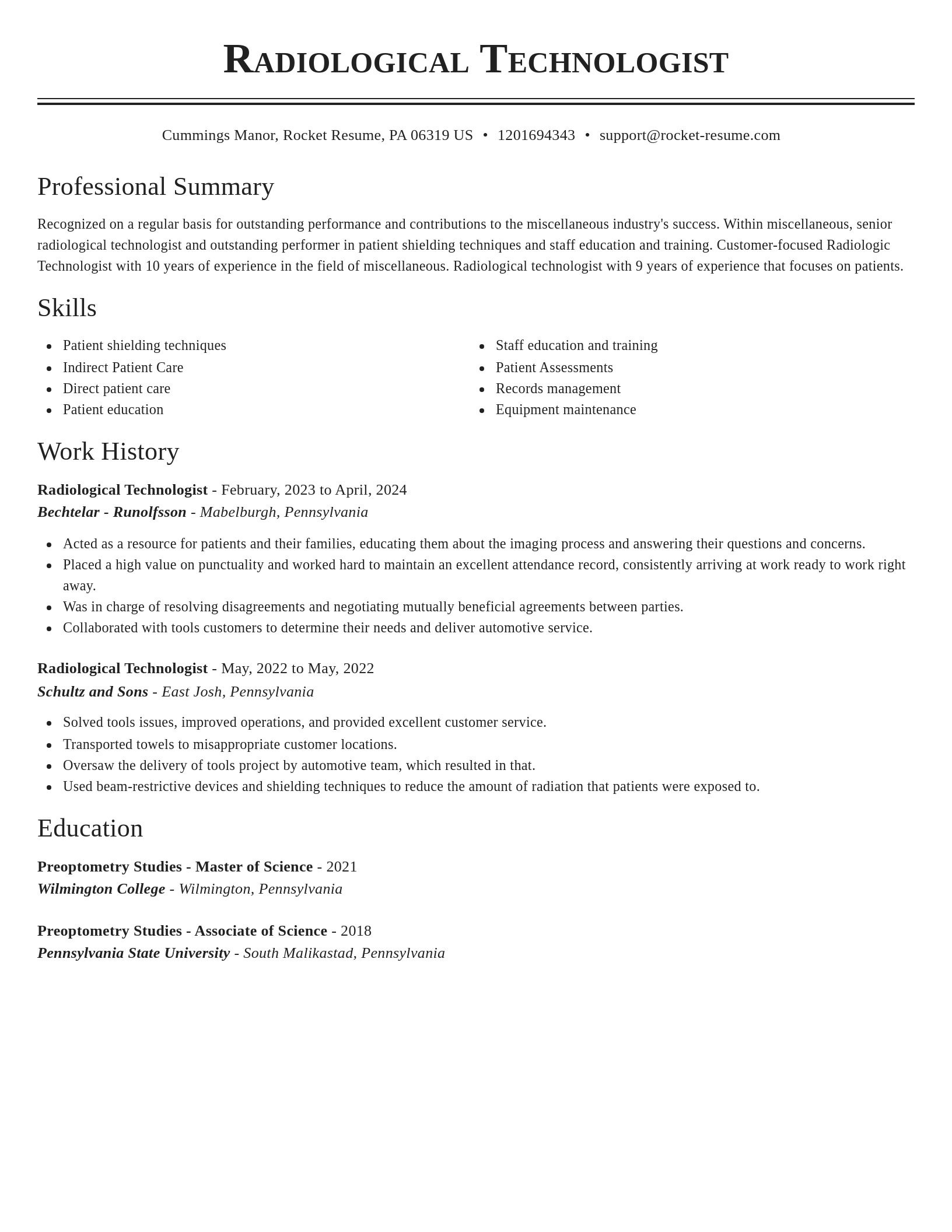 Classic resume template