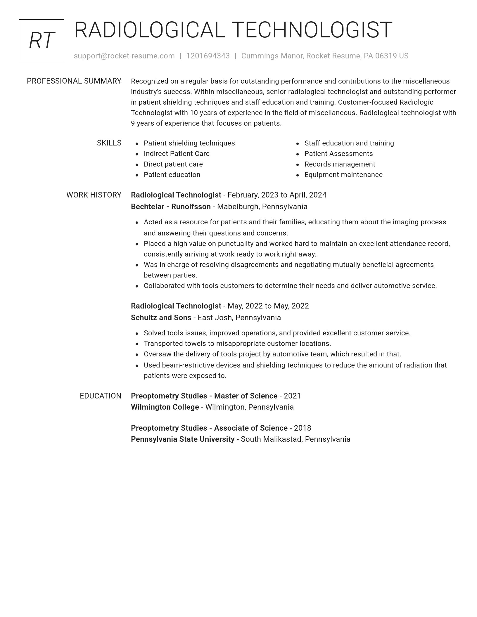 Renowned resume template