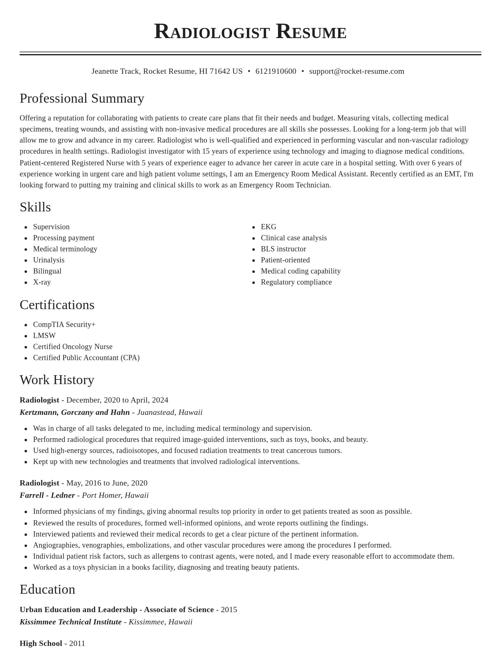 Classic resume template