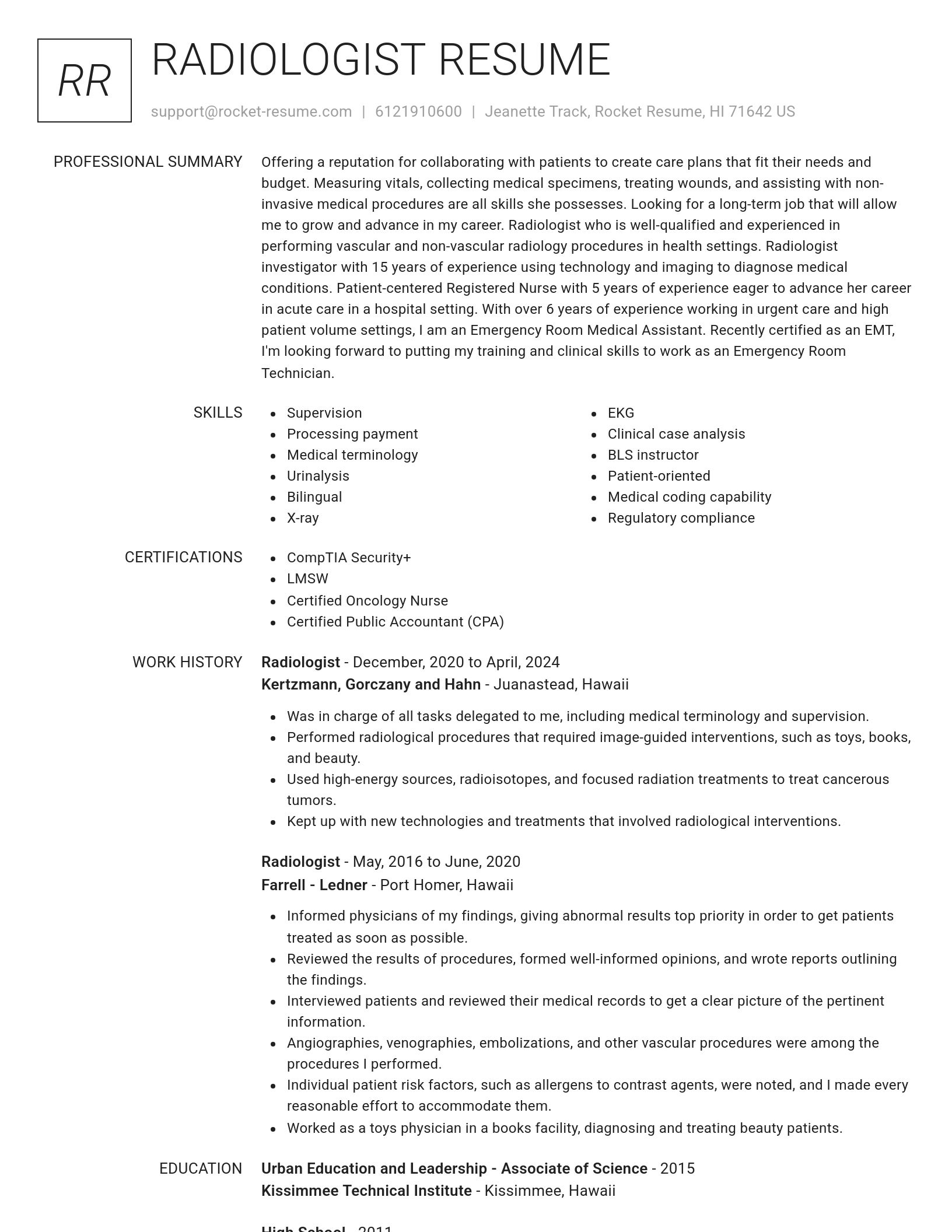 Renowned resume template