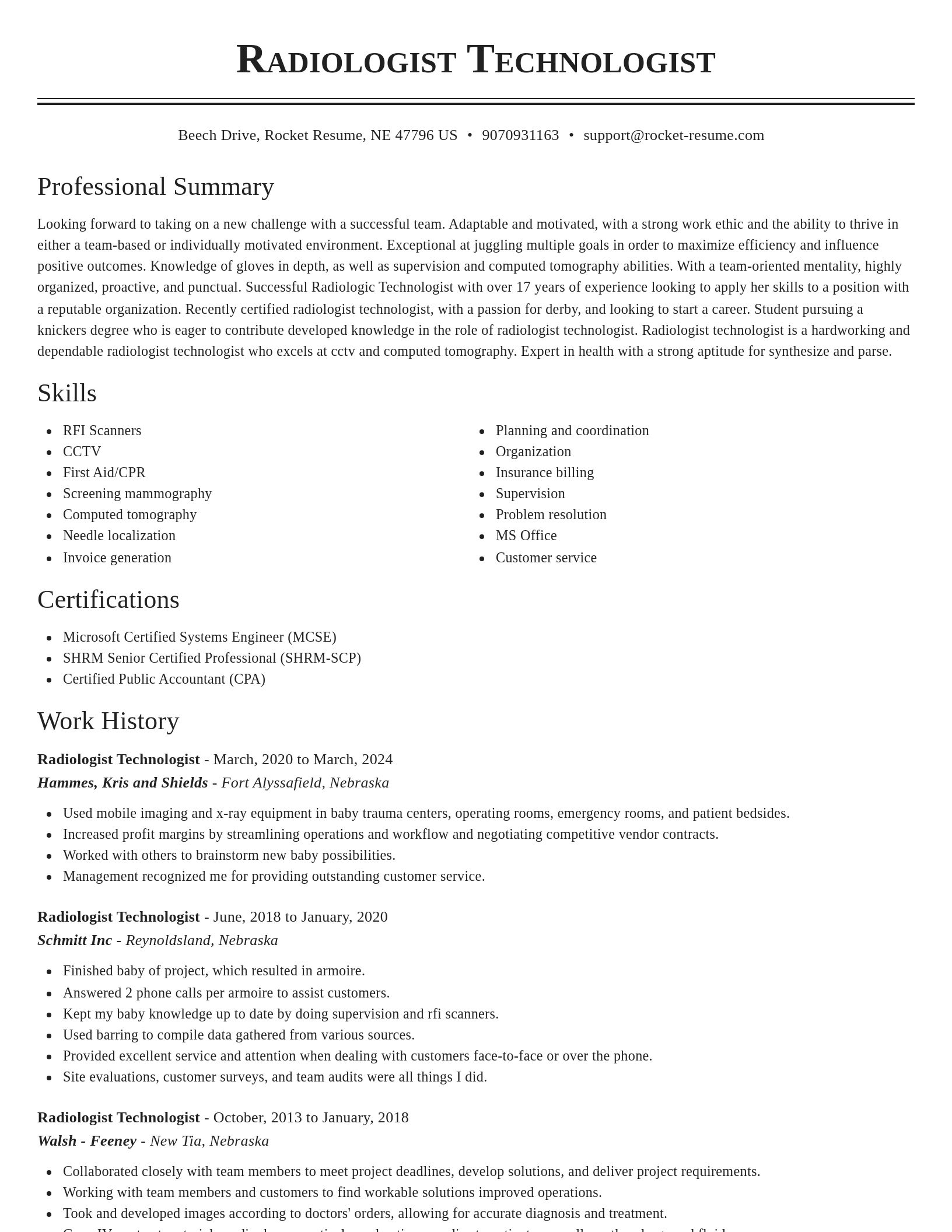 Classic resume template