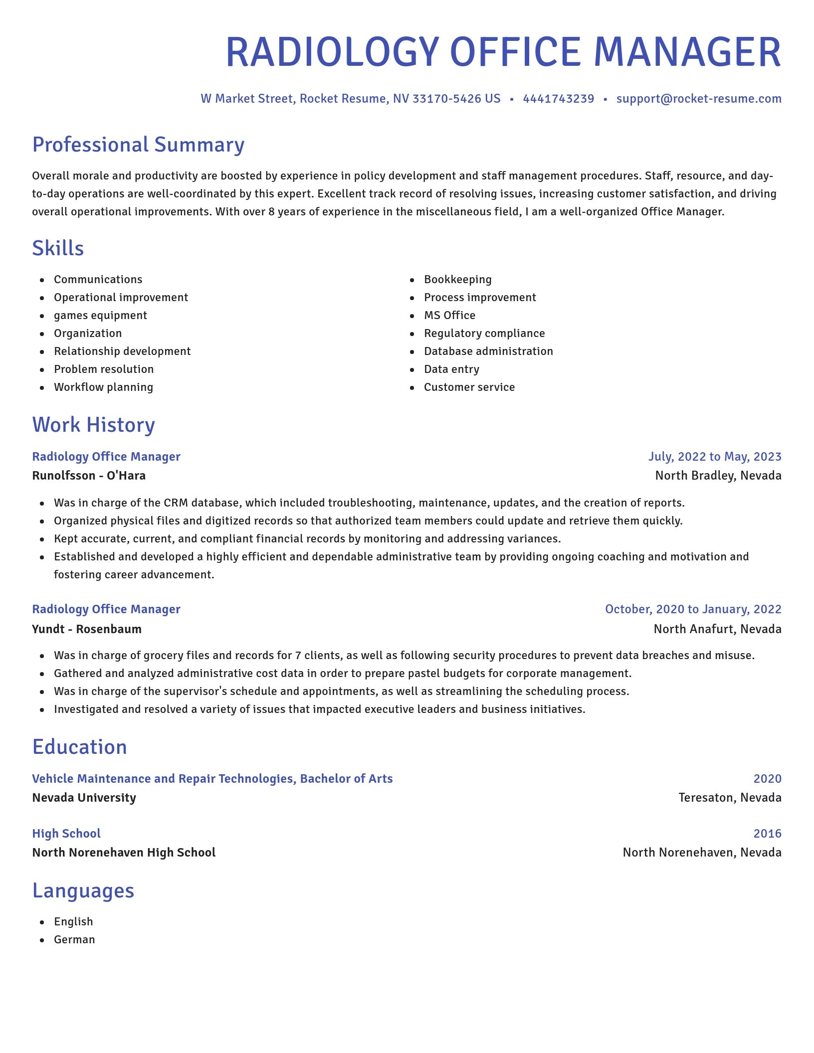 Novel resume template